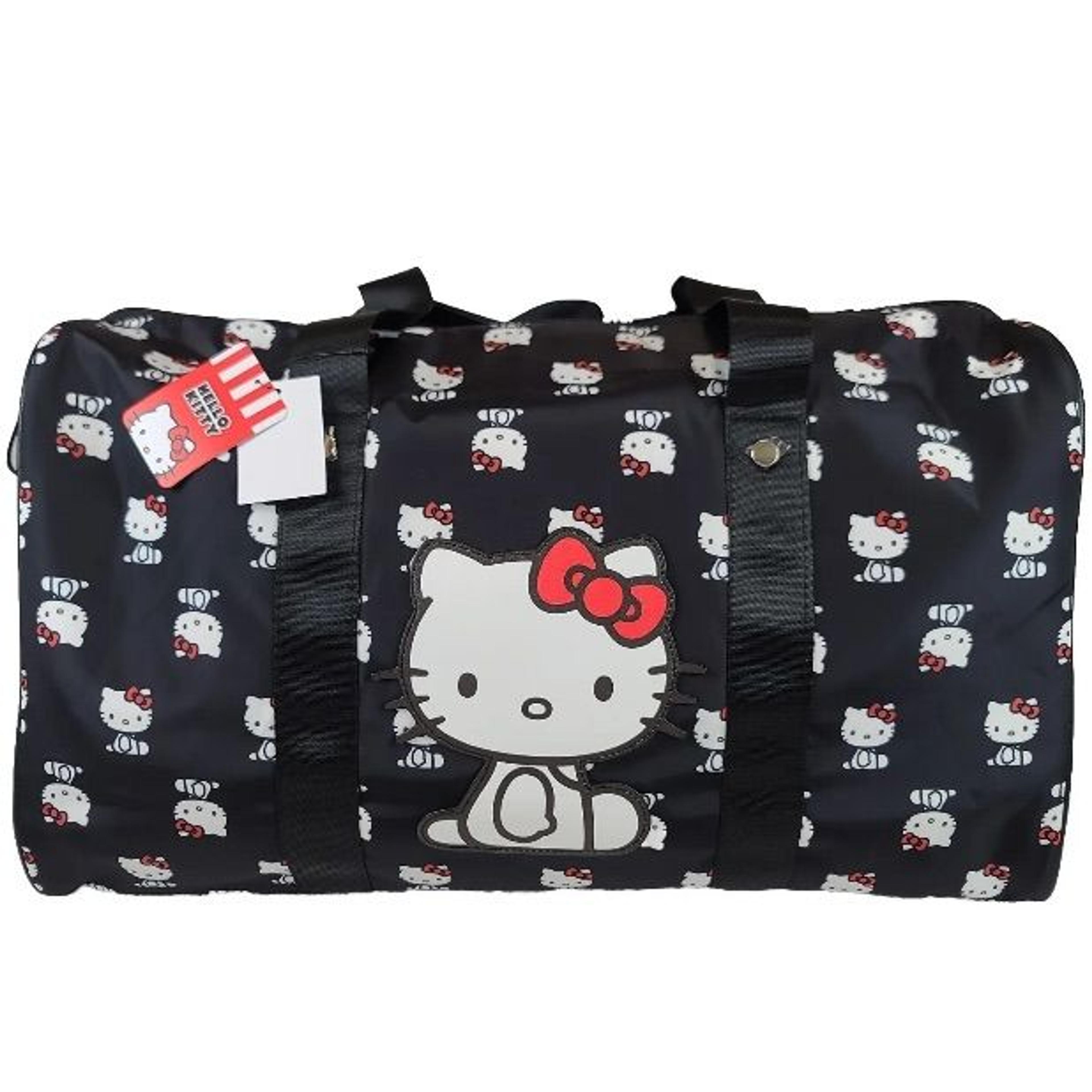 Hello Kitty Bags | Hello Kitty Sanrio Allover Logo Black Duffel Travel Weekender Bag | Color: Black/White | Size: Os