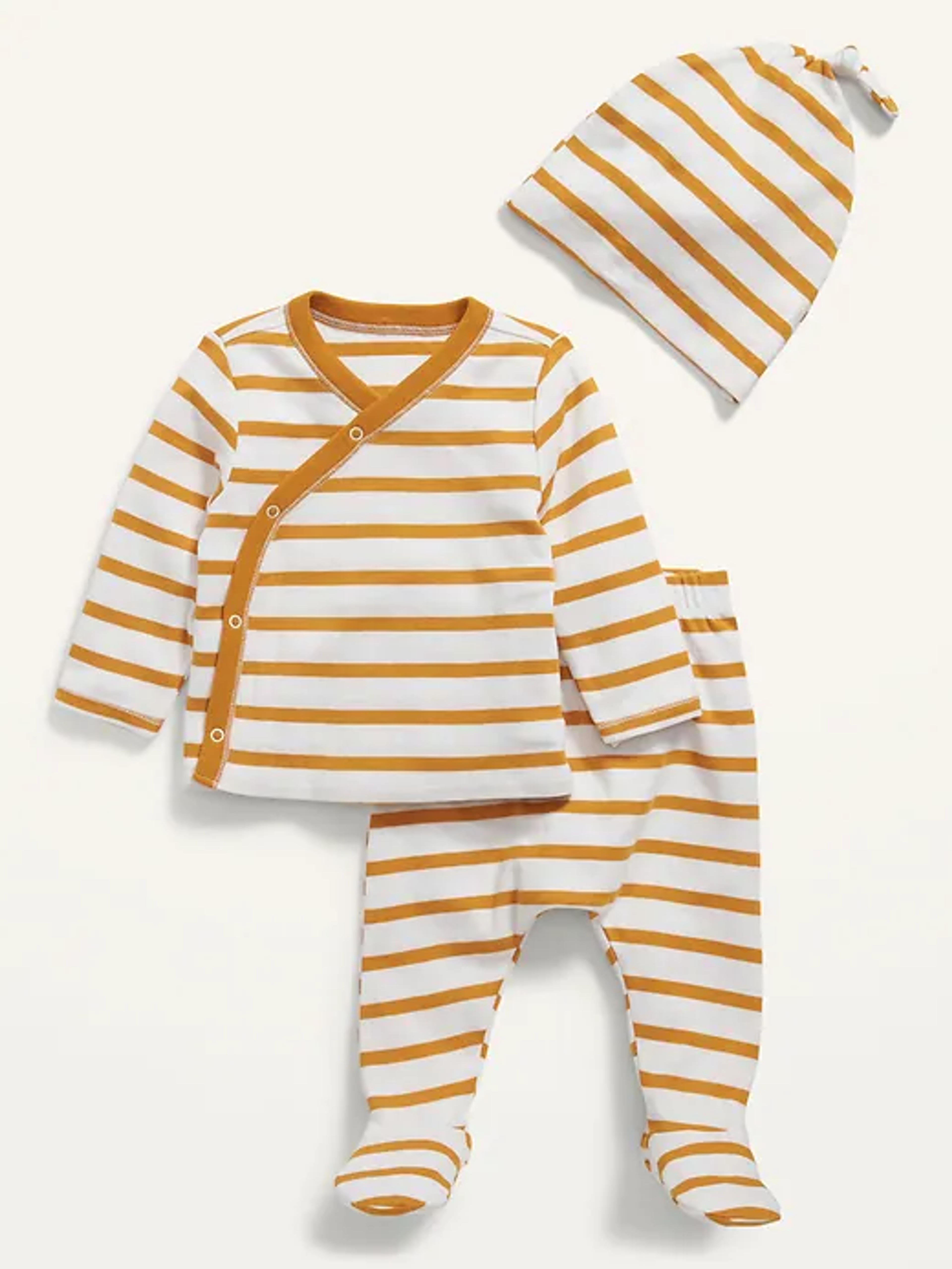 Unisex 3-Piece Kimono Top, Pants & Beanie Layette Set for Baby | Old Navy