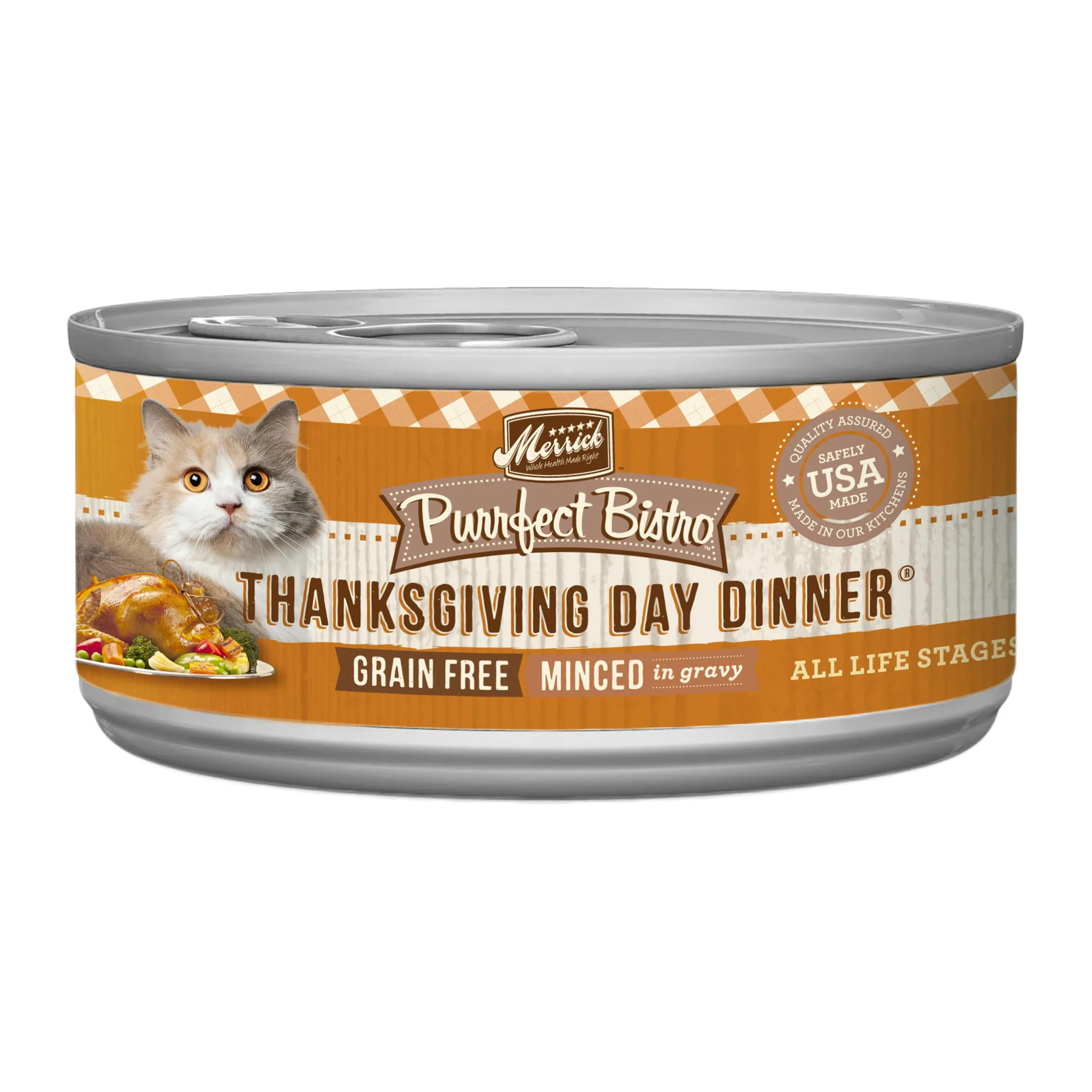 Merrick Purrfect Bistro Grain Free Thanksgiving Day Dinner Morsels in Gravy Wet Cat Food, 5.5 oz., Case of 24 | Petco