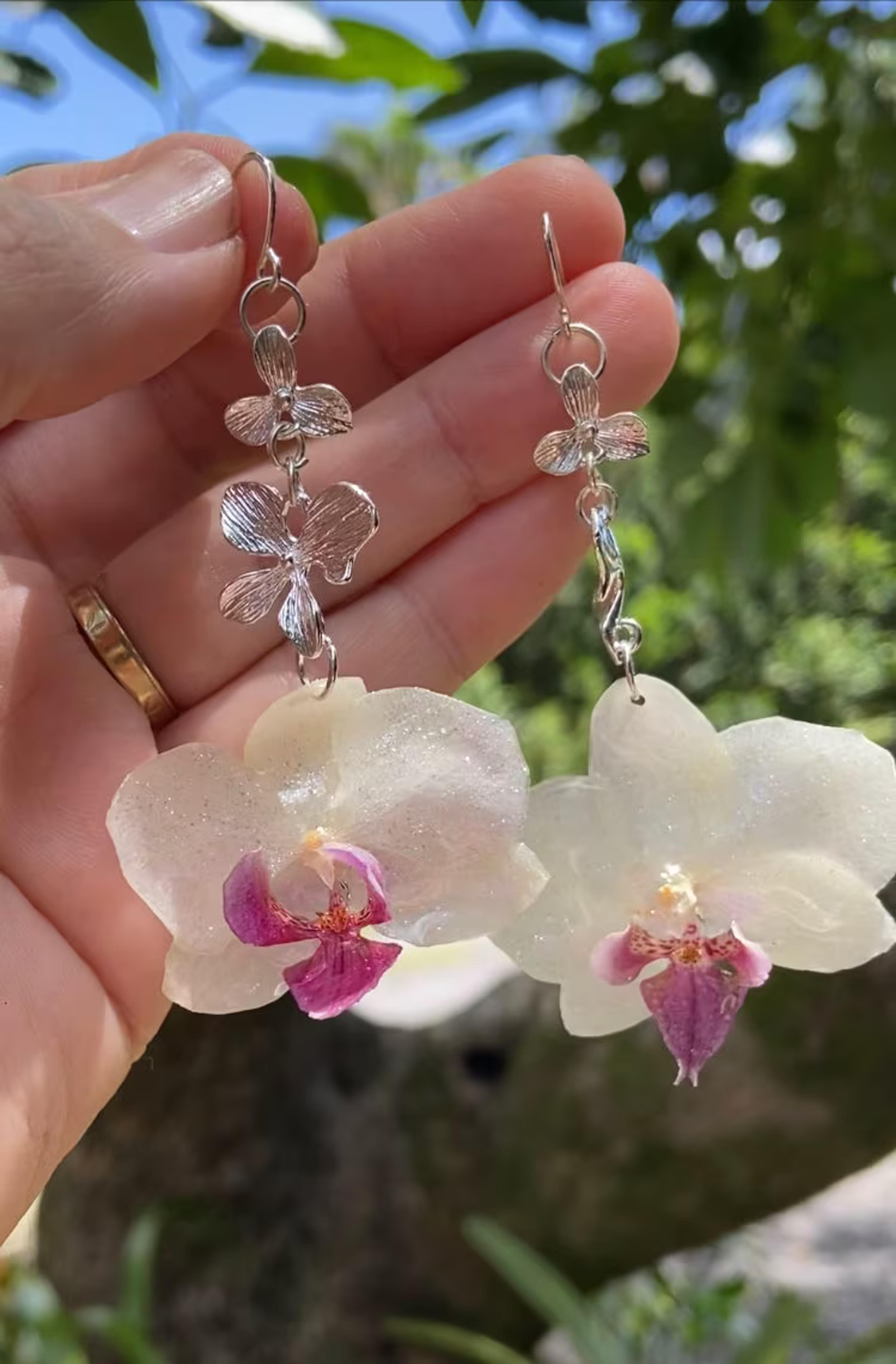 Real Orchid Earrings From the Flowers in My Garden - Etsy