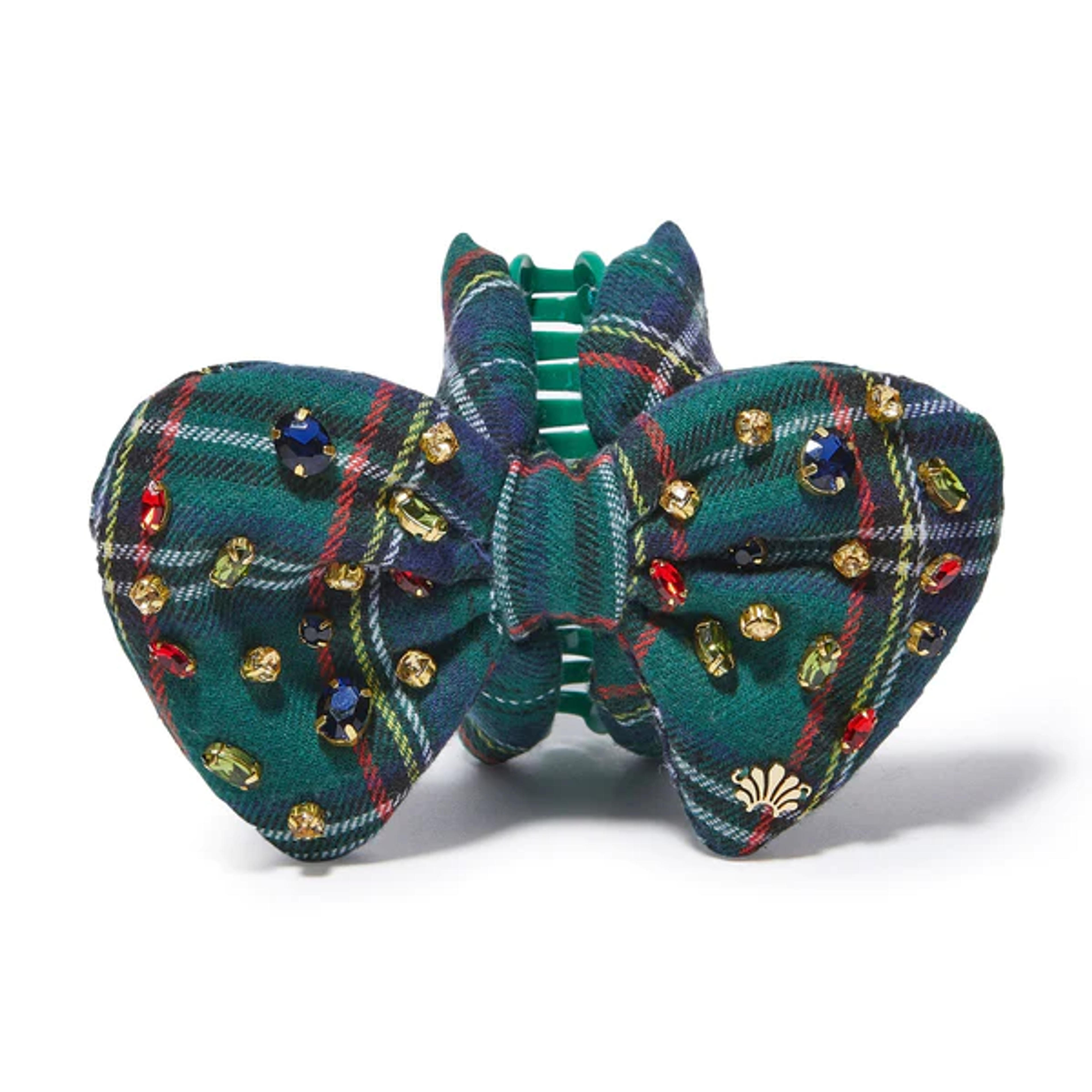 FESTIVE TARTAN MIXED CRYSTAL SIMONE BOW CLIP