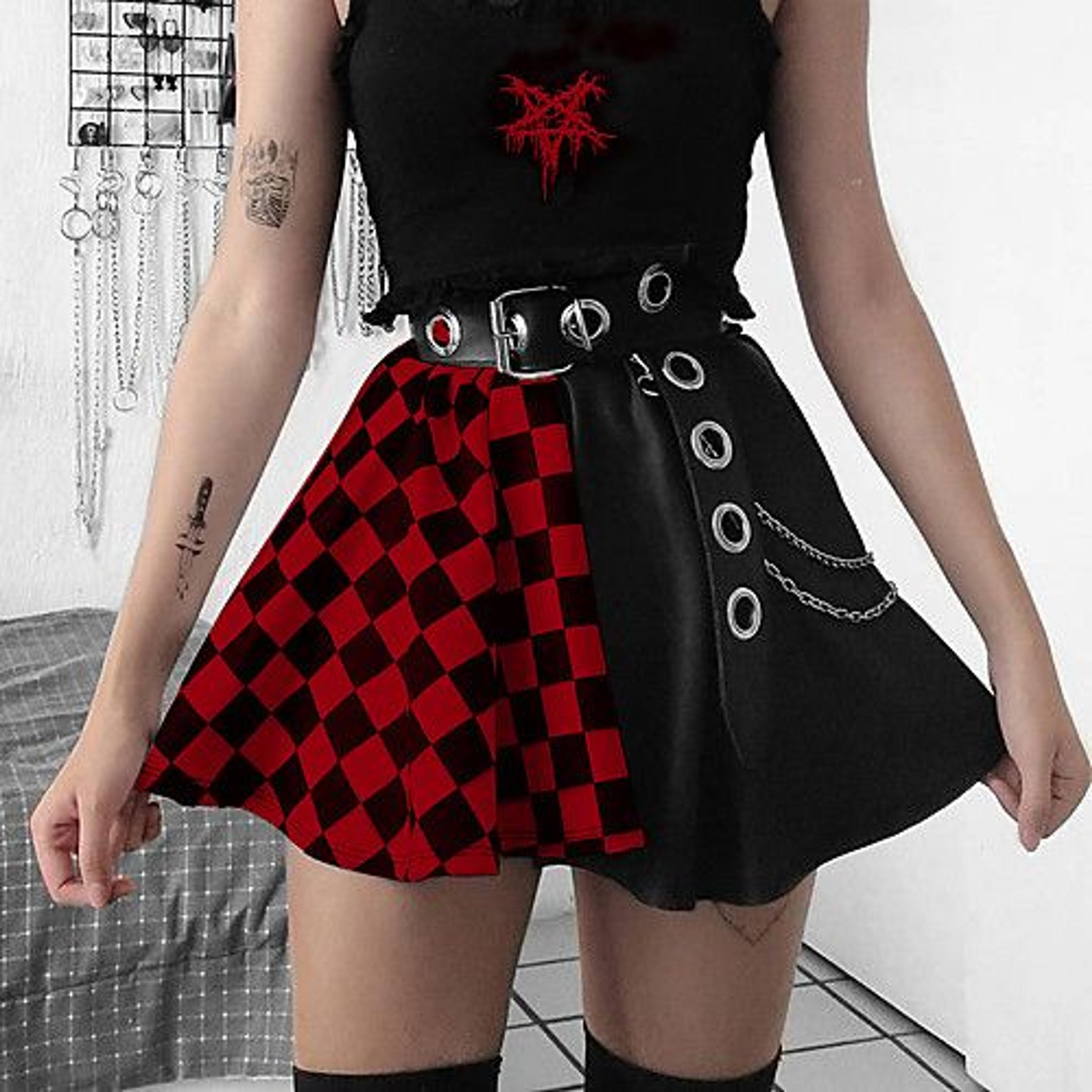 Goth Girl Vintage Punk  Gothic Summer Masquerade Women's Costume Black / Red Vintage Cosplay Event / Party / Skirts