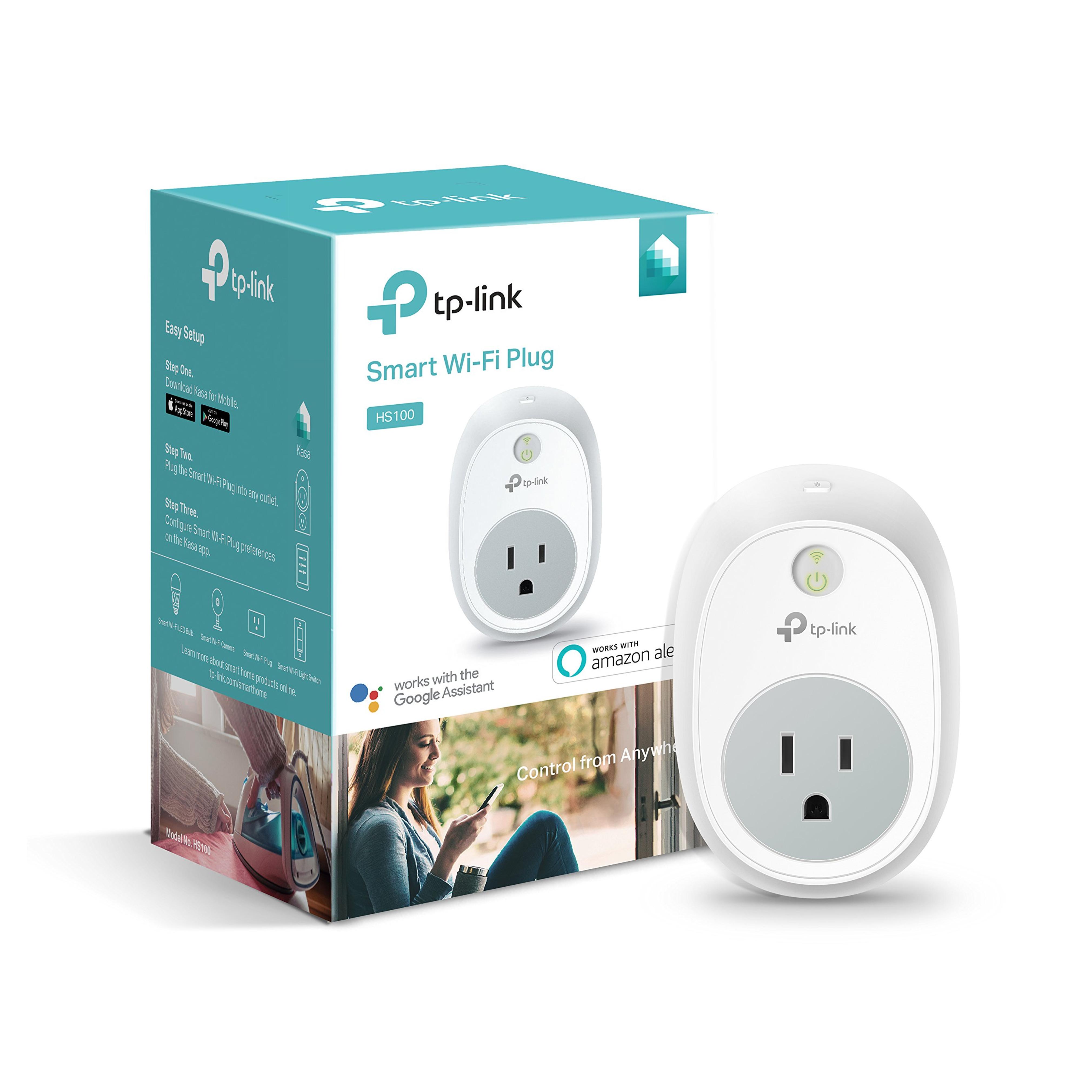 TP-LINK HS100 Smart Plug, Wi-Fi Enabled, Turn On/Off Your Electronics from Anywhere, Remote Control for your Lamp, Humidifier, Space Heater, Christmas Tree light and more