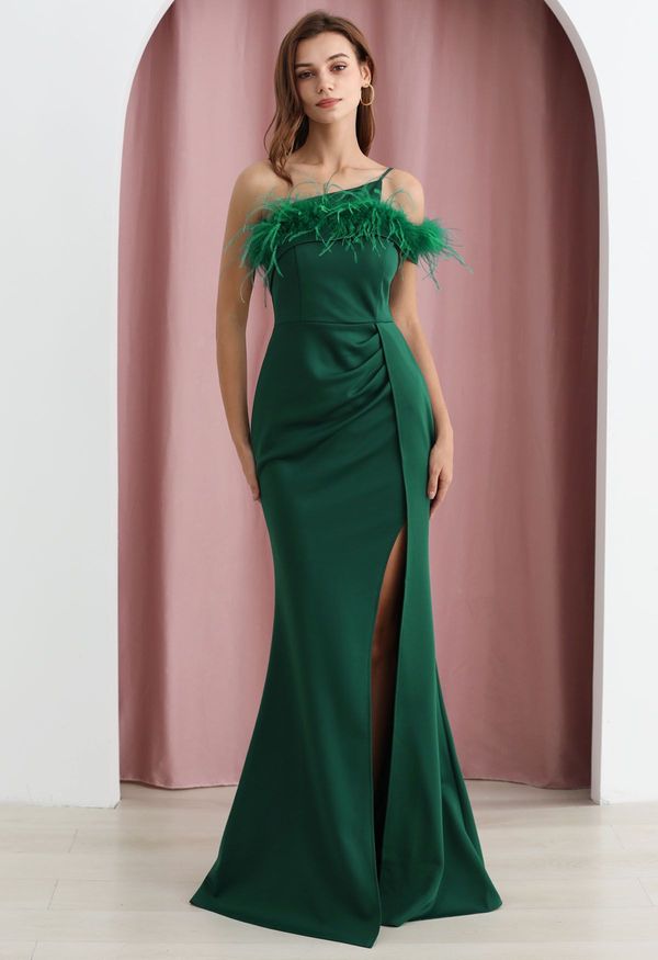 The Green Cowl Neck Jacquard Satin Maxi Dress & Reviews - Green - Dresses