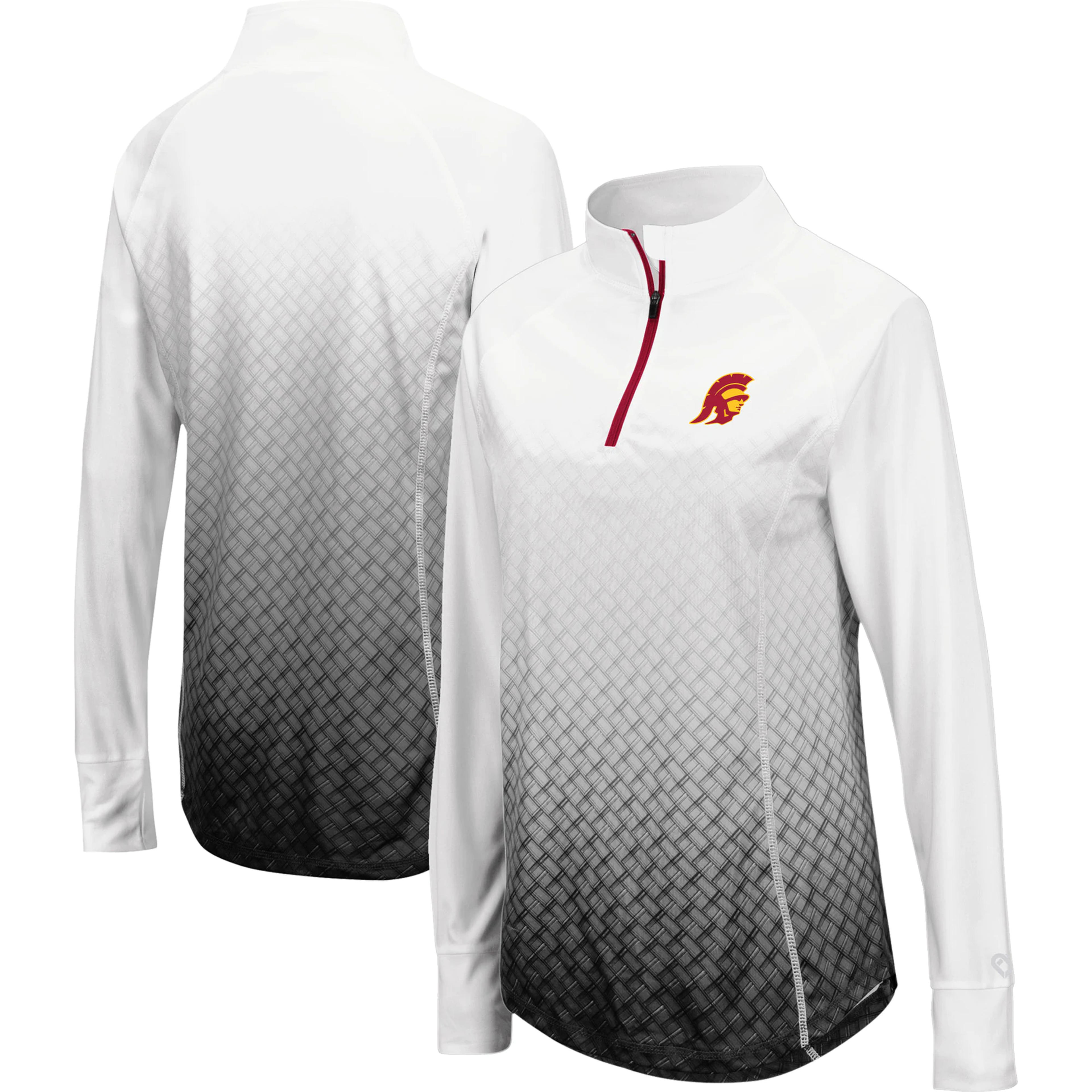 USC Trojans Colosseum Women's Magic Ombre Raglan Quarter-Zip Top - White/Black