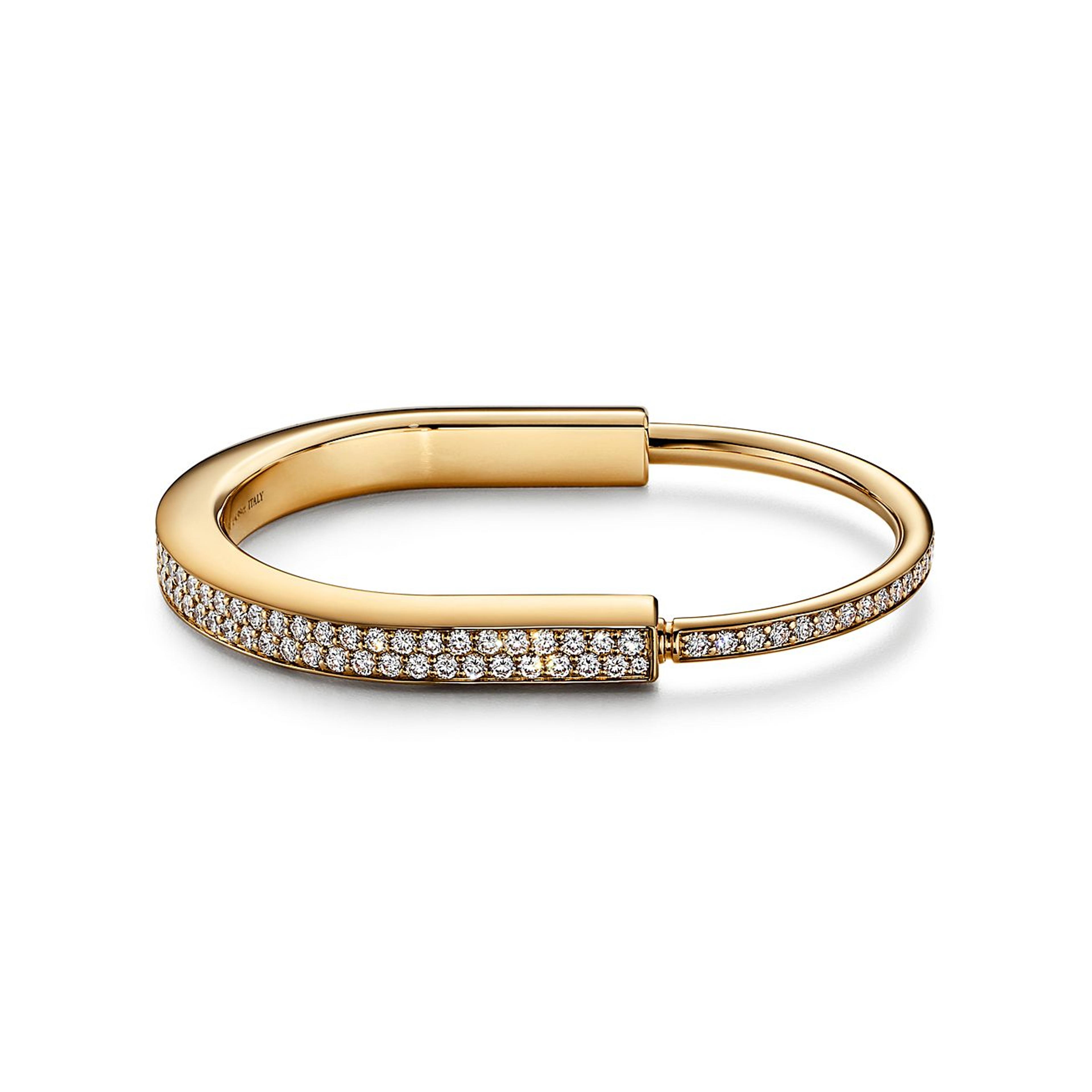 Bracelet jonc Tiffany Lock en or jaune et pavé de diamants tour complet | Tiffany & Co.