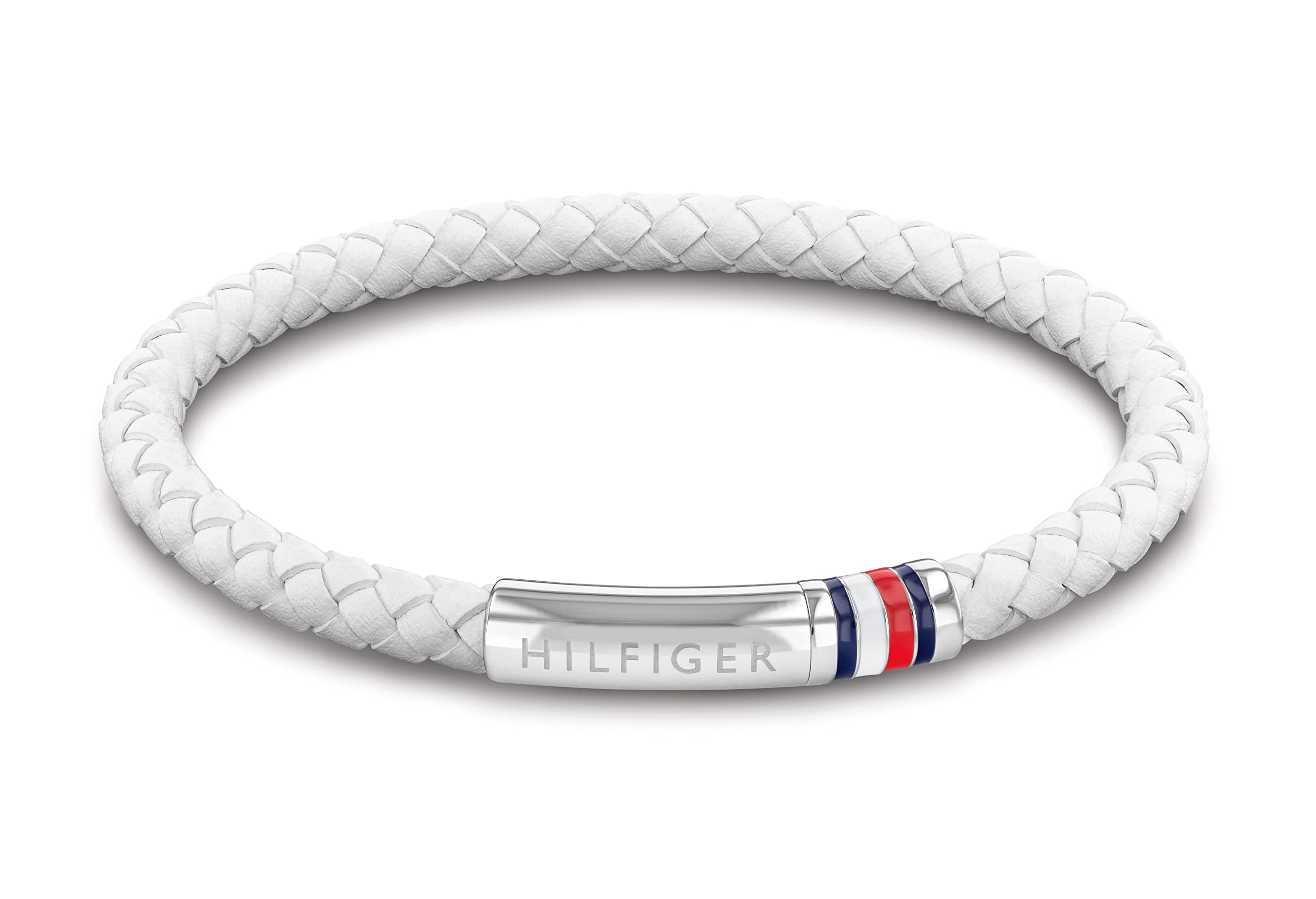 Amazon.com: Tommy Hilfiger Men's Braided Stainless Steel and White Leather Bracelet with Magnetic Closure (Model: 2790405): Clothing, Shoes & Jewelry