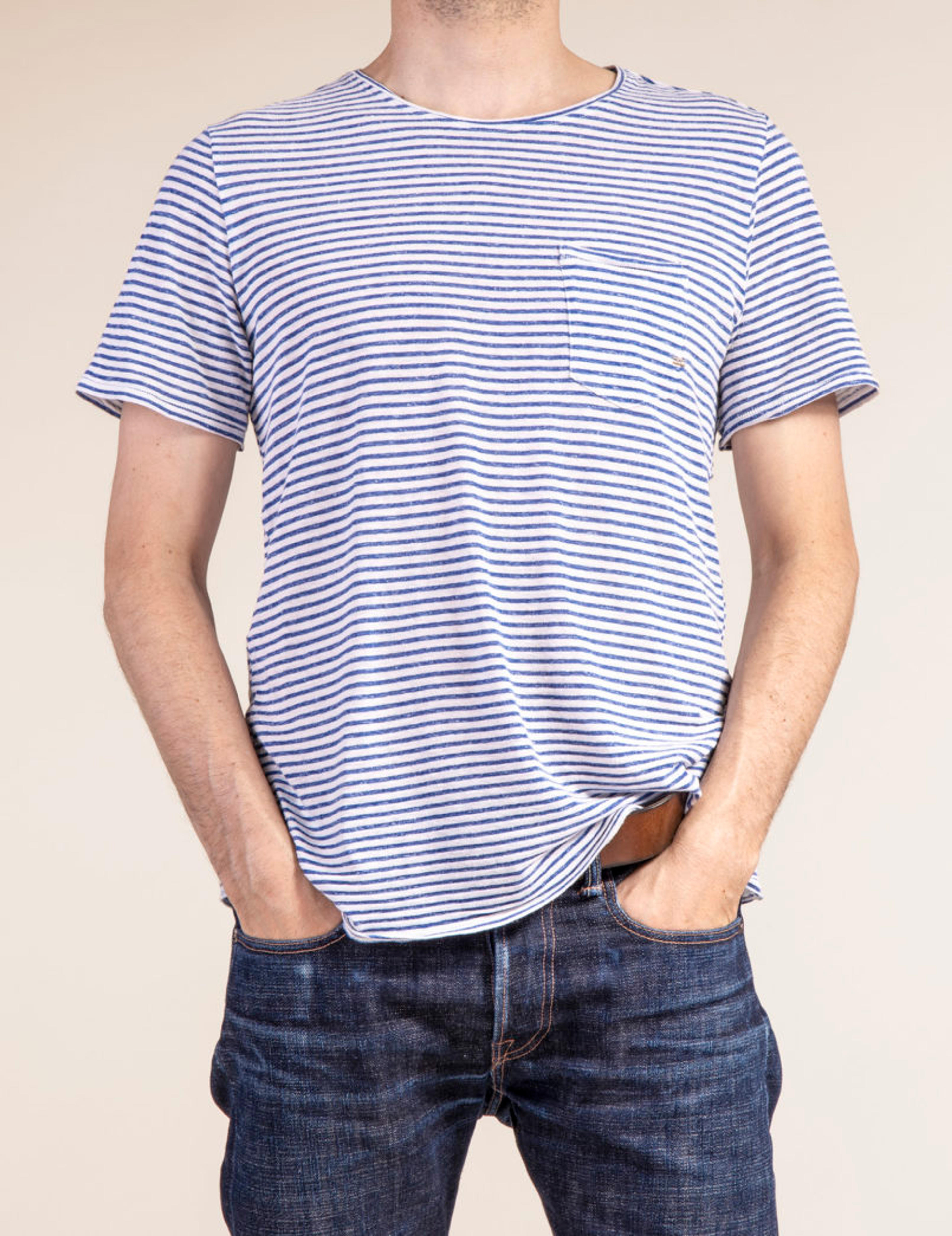 Soft striped t-shirt indigo relaxed fit 100% cotton heritage clothing