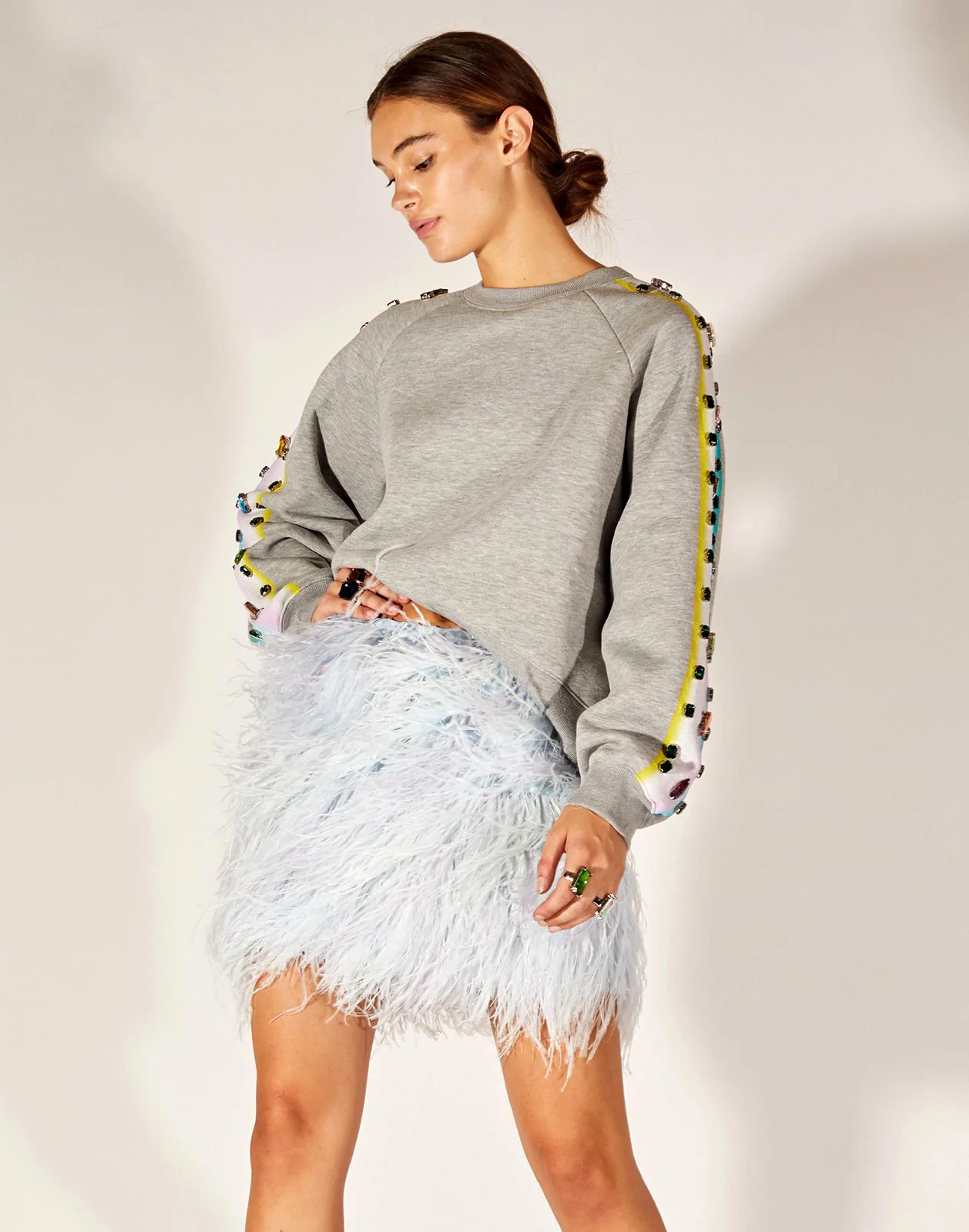 Mini Feather Skirt - SKY / XS