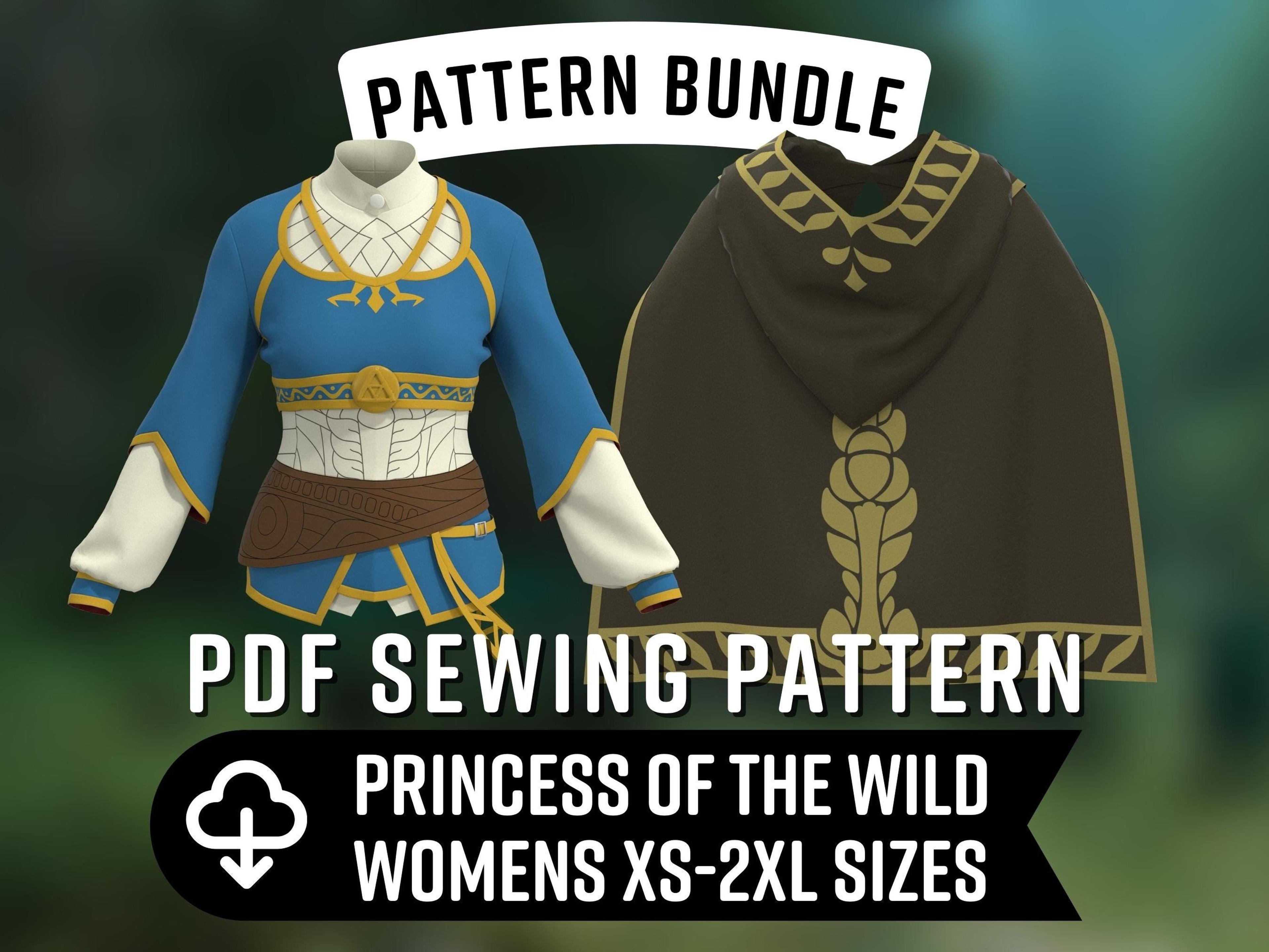 Zelda Outfit & Cape Sewing Pattern Bundle | Womens XS-2XL Breath of the Wild Zelda Inspired PDF Cosplay Patterns