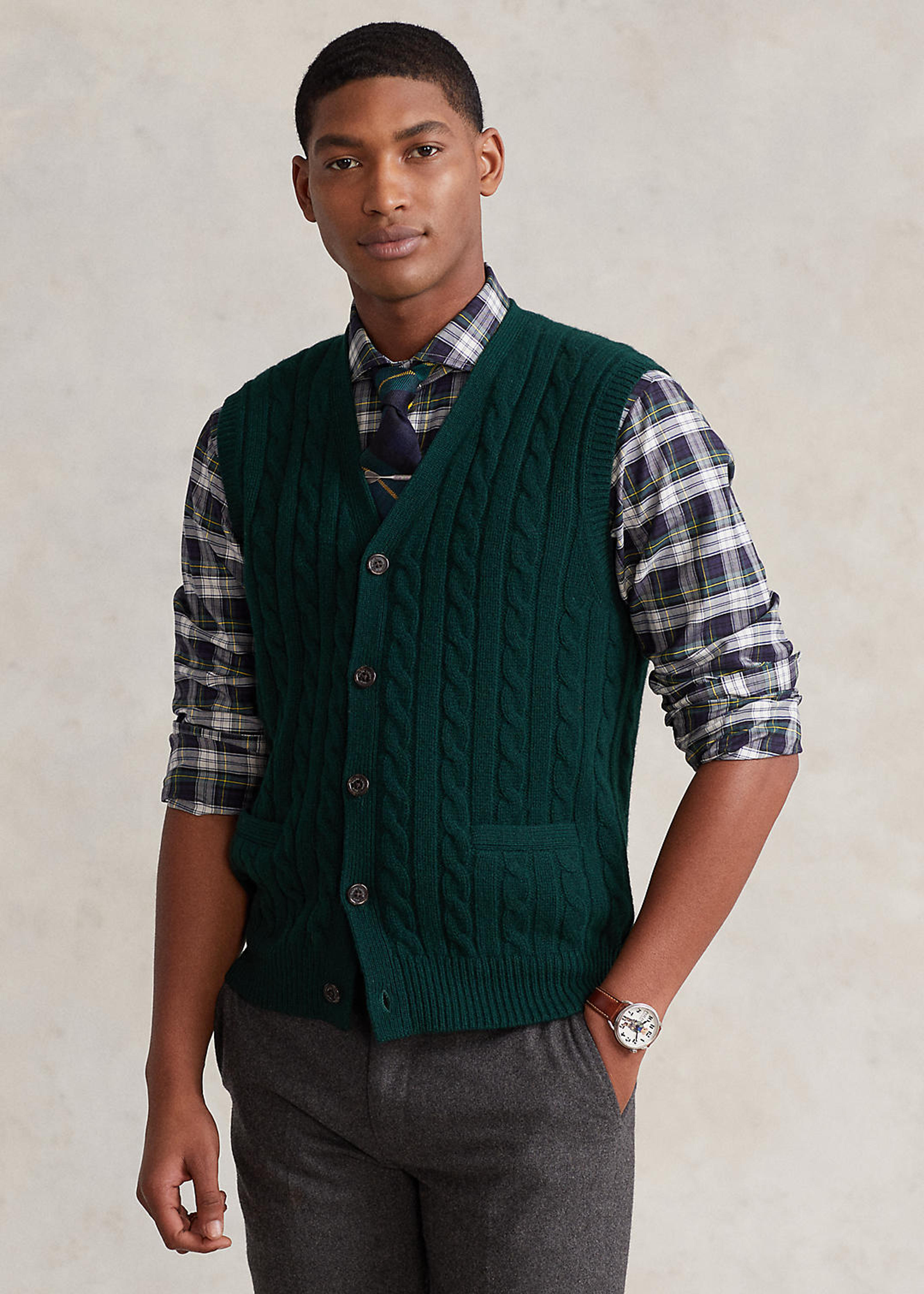 Image: Cable-Knit Wool-Cashmere Sweater Vest