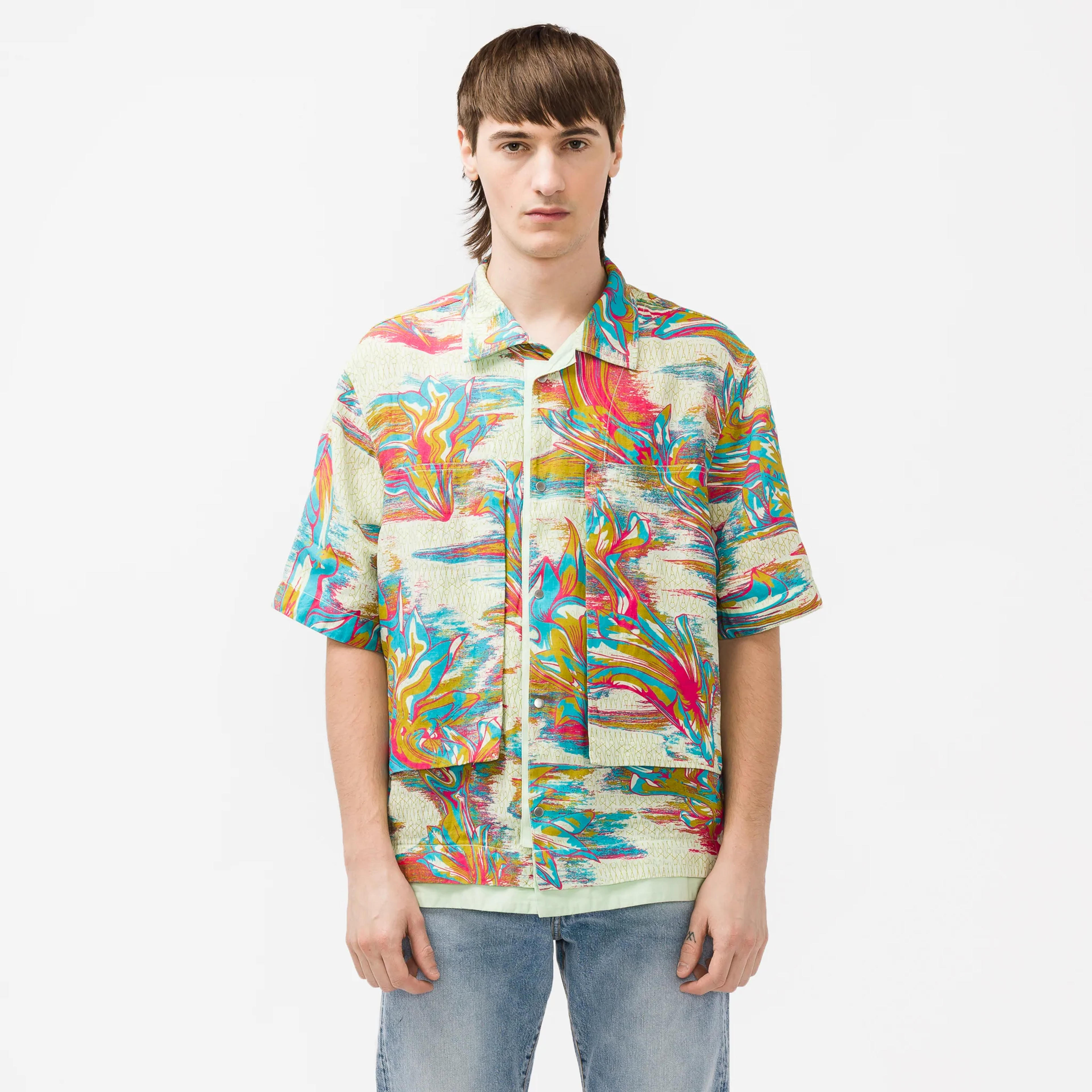 10327 Guayabera Shirt in Floral Multi - L / Floral Multi