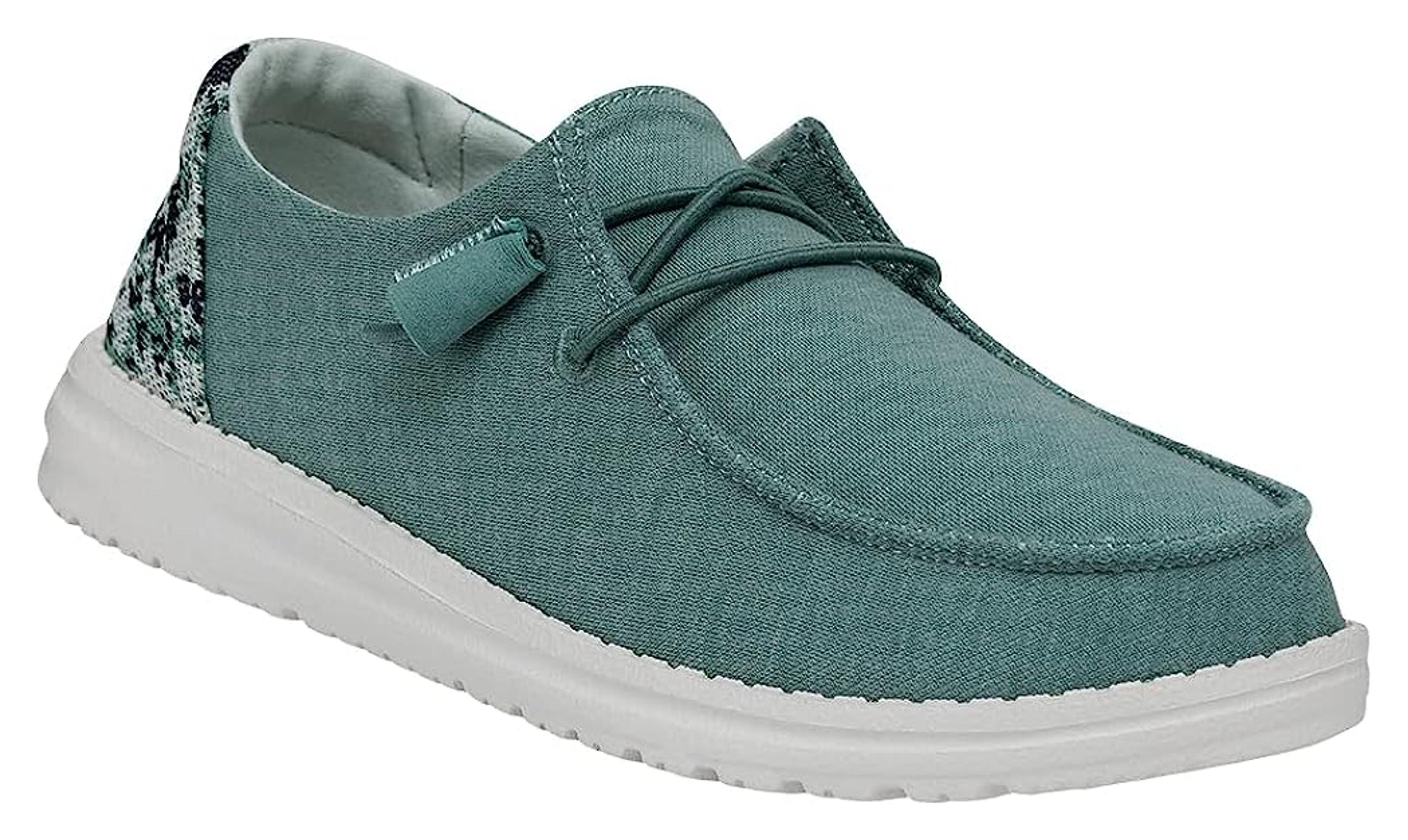 Amazon.com | Hey Dude Women's Wendy Stretch Fleece Sea Blue Size 10 | Women's Shoes | Women's Slip On Shoes | Comfortable & Light-Weight | Loafers & Slip-Ons