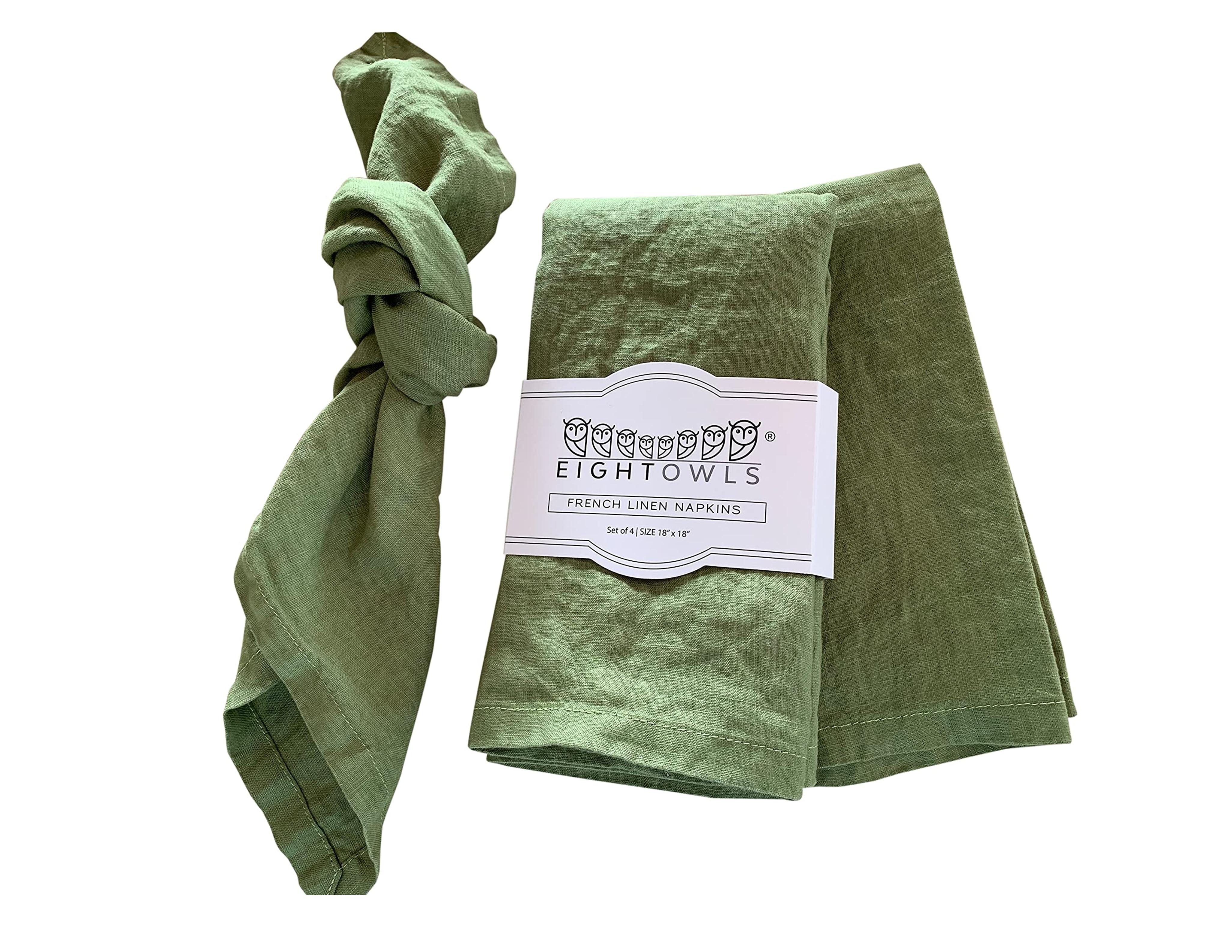 Amazon.com: Linen Napkins –100% French Flax – Stonewashed Pure Linen Cloth Napkins - Size 18 Inch x 18 Inch – Set of 4 (Pepper Green) : Home & Kitchen