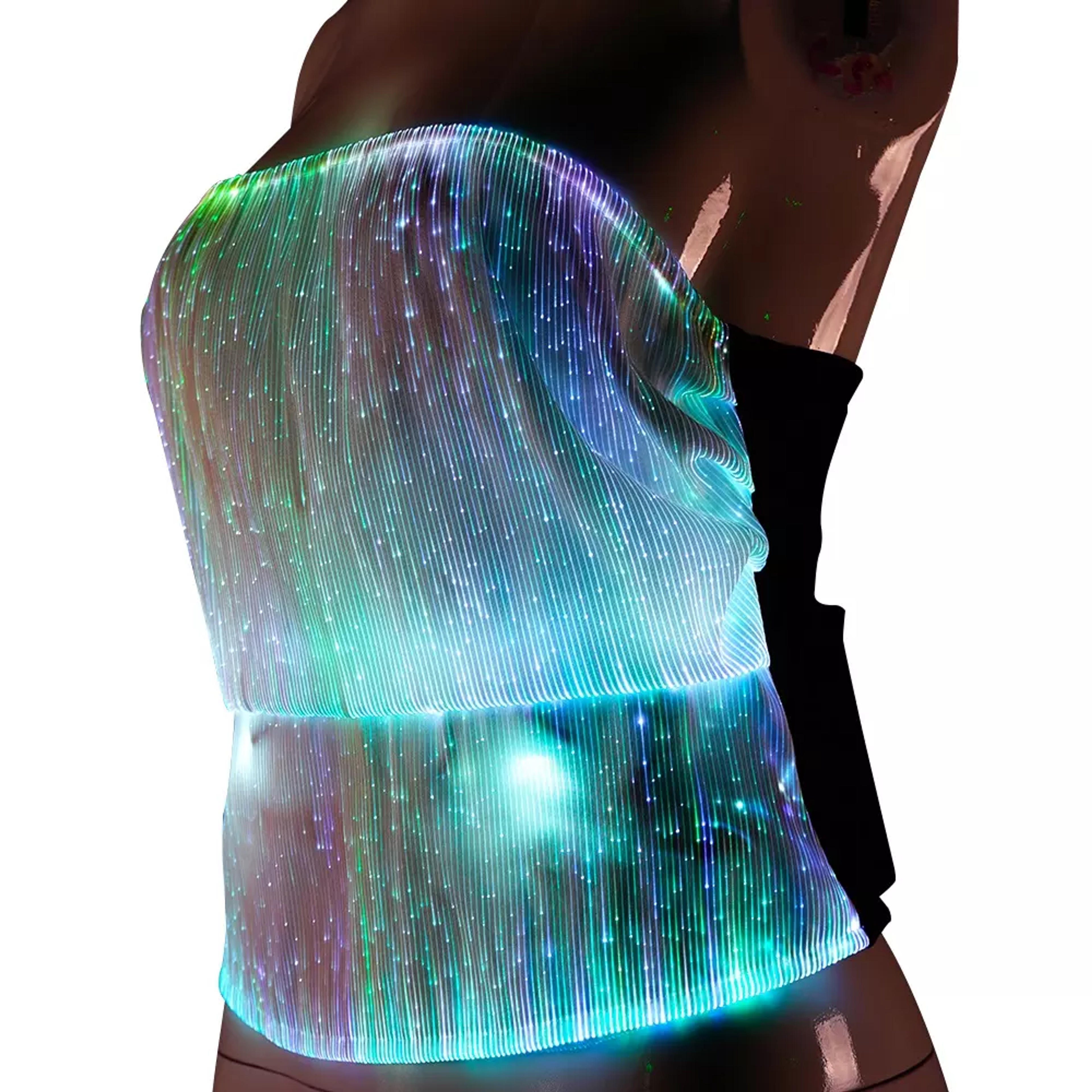 Festival Girls Party Glow in the Dark Clothes LED Lighted up Custom Rave Clothes Luminous Fiber Optic Clothes