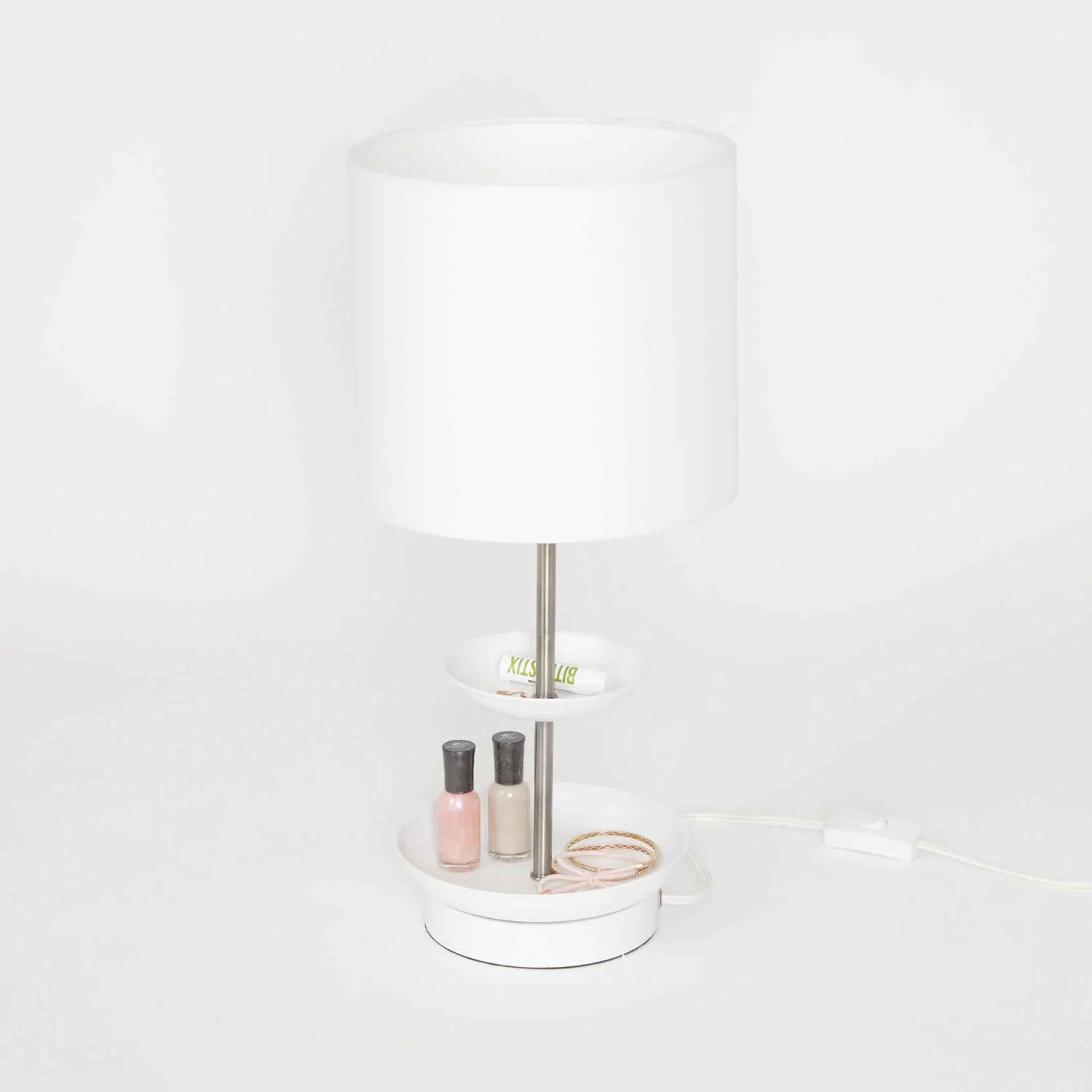 Dormify Table Lamp with Catch-All | Dorm Essentials - White - Dormify