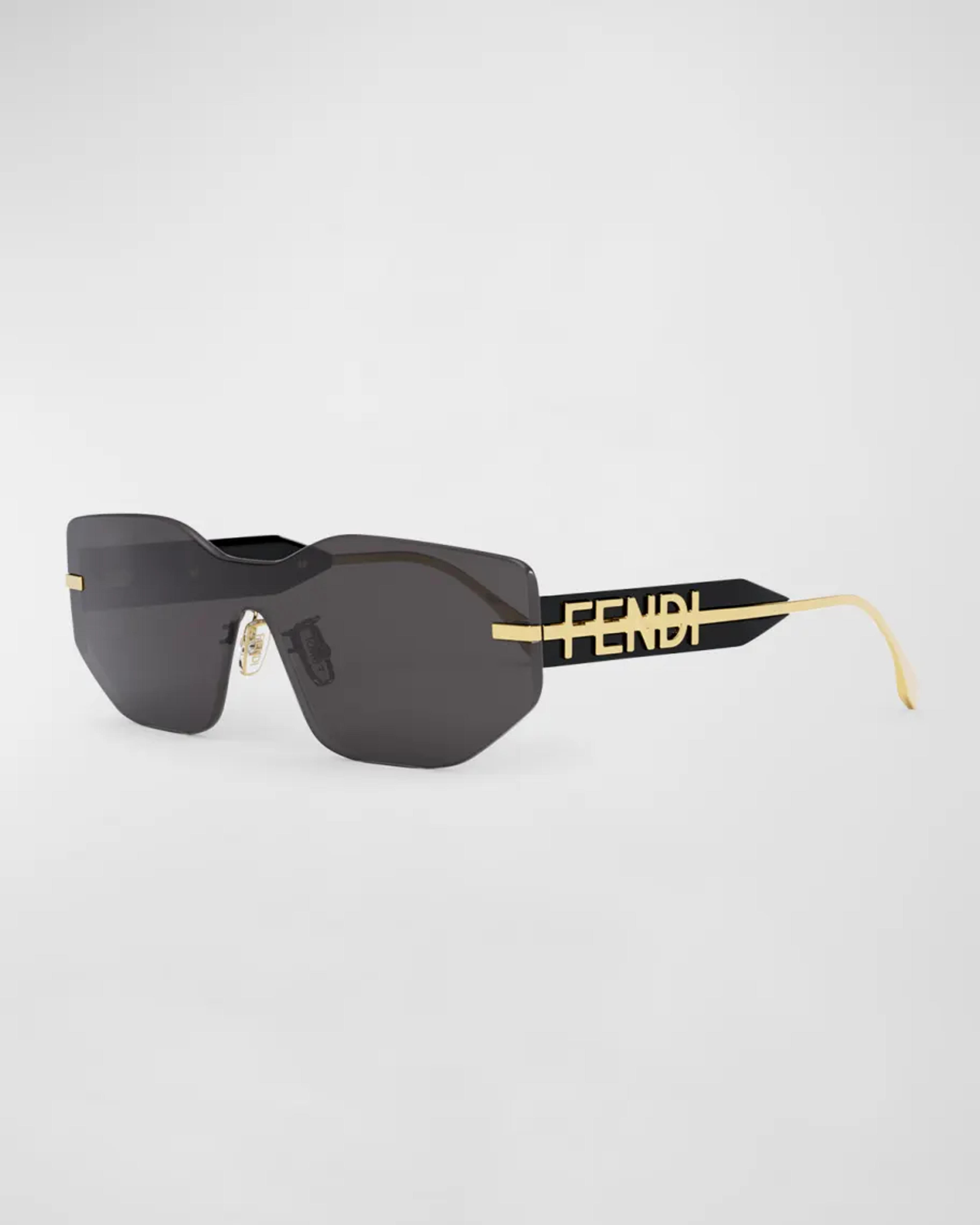 Fendi Oversized Logo Metal Shield Sunglasses | Neiman Marcus