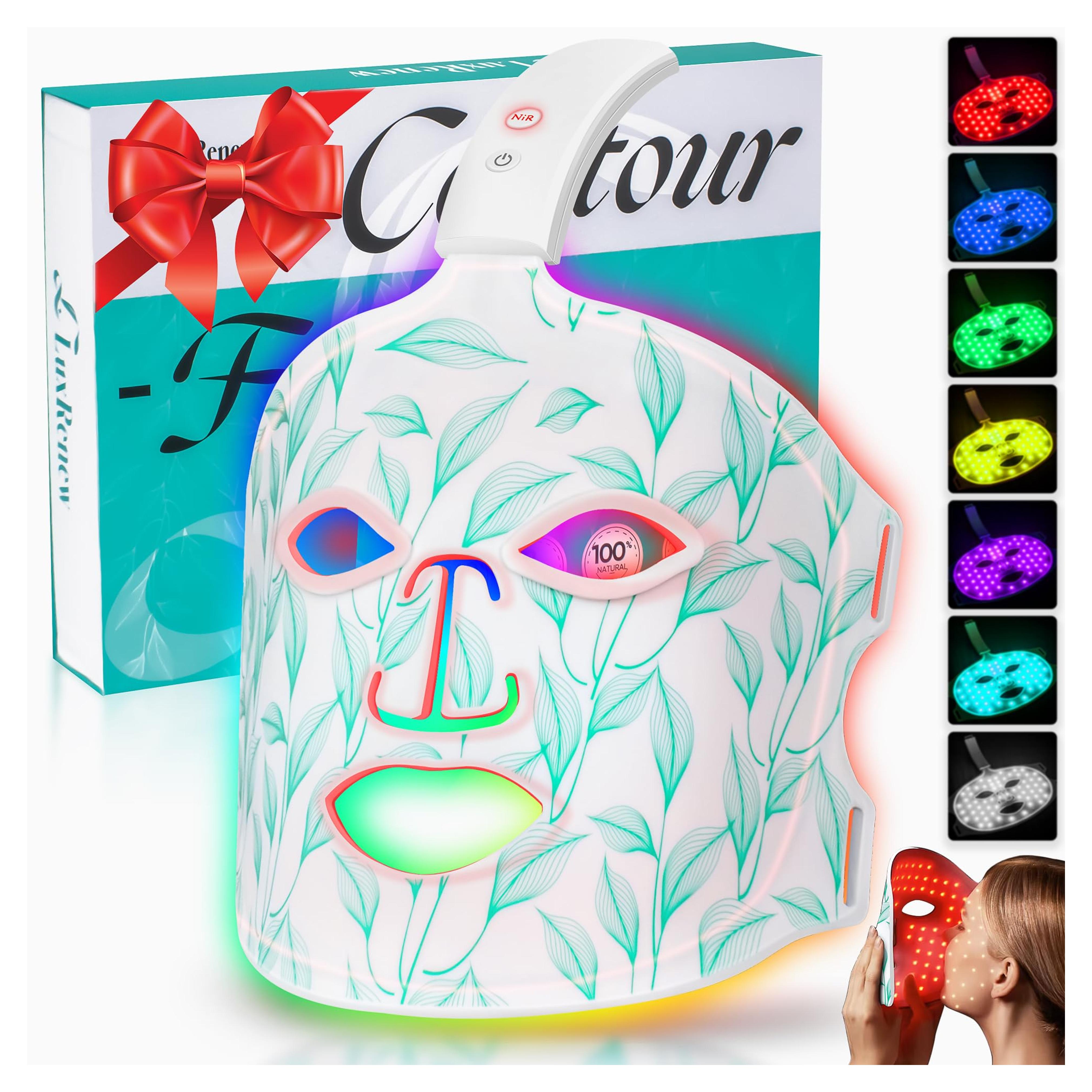 Red Light Therapy for Face, Led Contour Face Mask Light Therapy, 7+1 Color Near-infrared 850 Led Light Mask Portable and Rechargeable, Red Light Therapy At Home and Wireless Led Face Mask[BMask Pro]