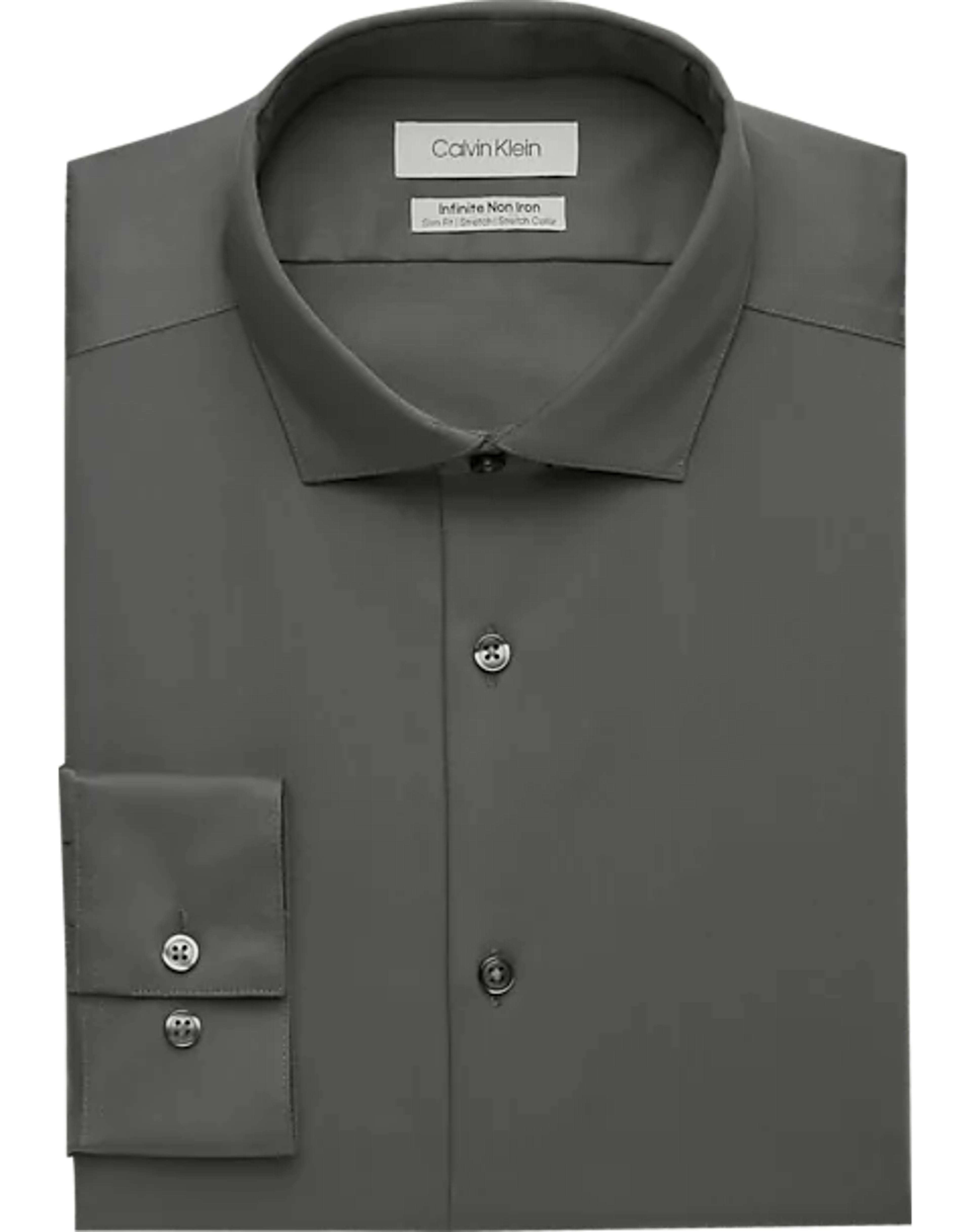 Calvin Klein Infinite Non-Iron Slim Fit Stretch Dress Shirt, Charcoal Gray - Men's Shirts | Men's Wearhouse
