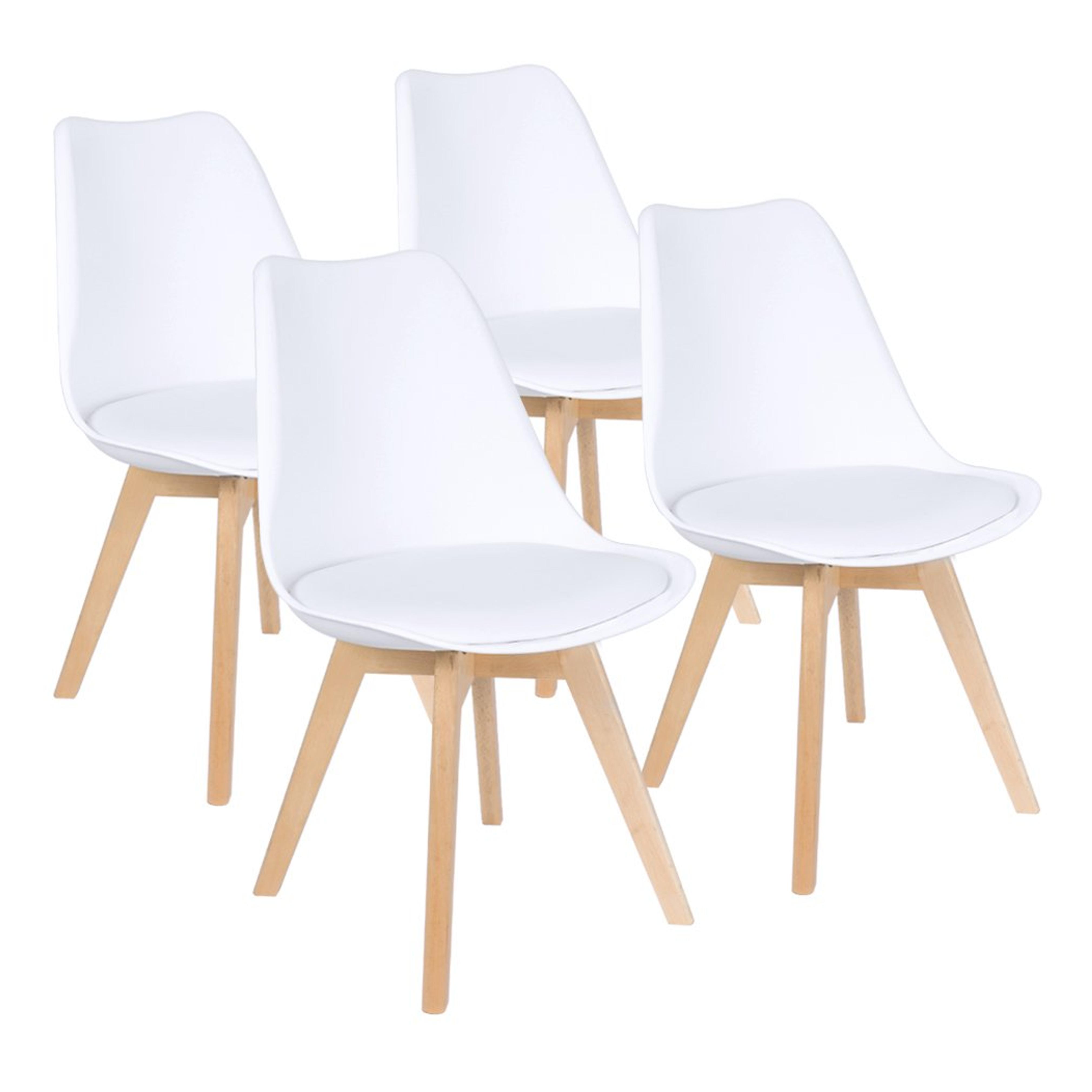 Amazon.com - Furmax Mid Century Modern DSW Upholstered Side Beech Wood Legs and Soft Padded Shell Tulip Chair for Dining Living Room Bedroom Kitchen Set of 4 (White) - Chairs