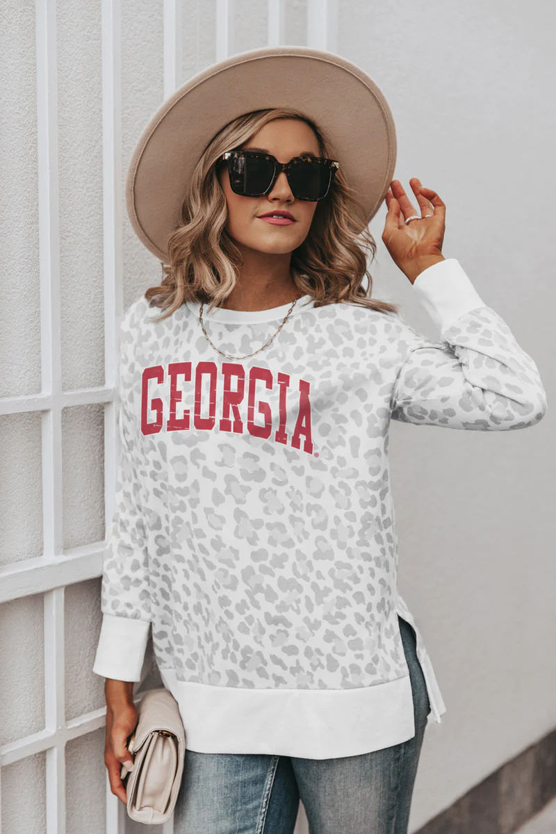 Women's Gameday Couture Gray Georgia Bulldogs Faded Wash Pullover Sweatshirt