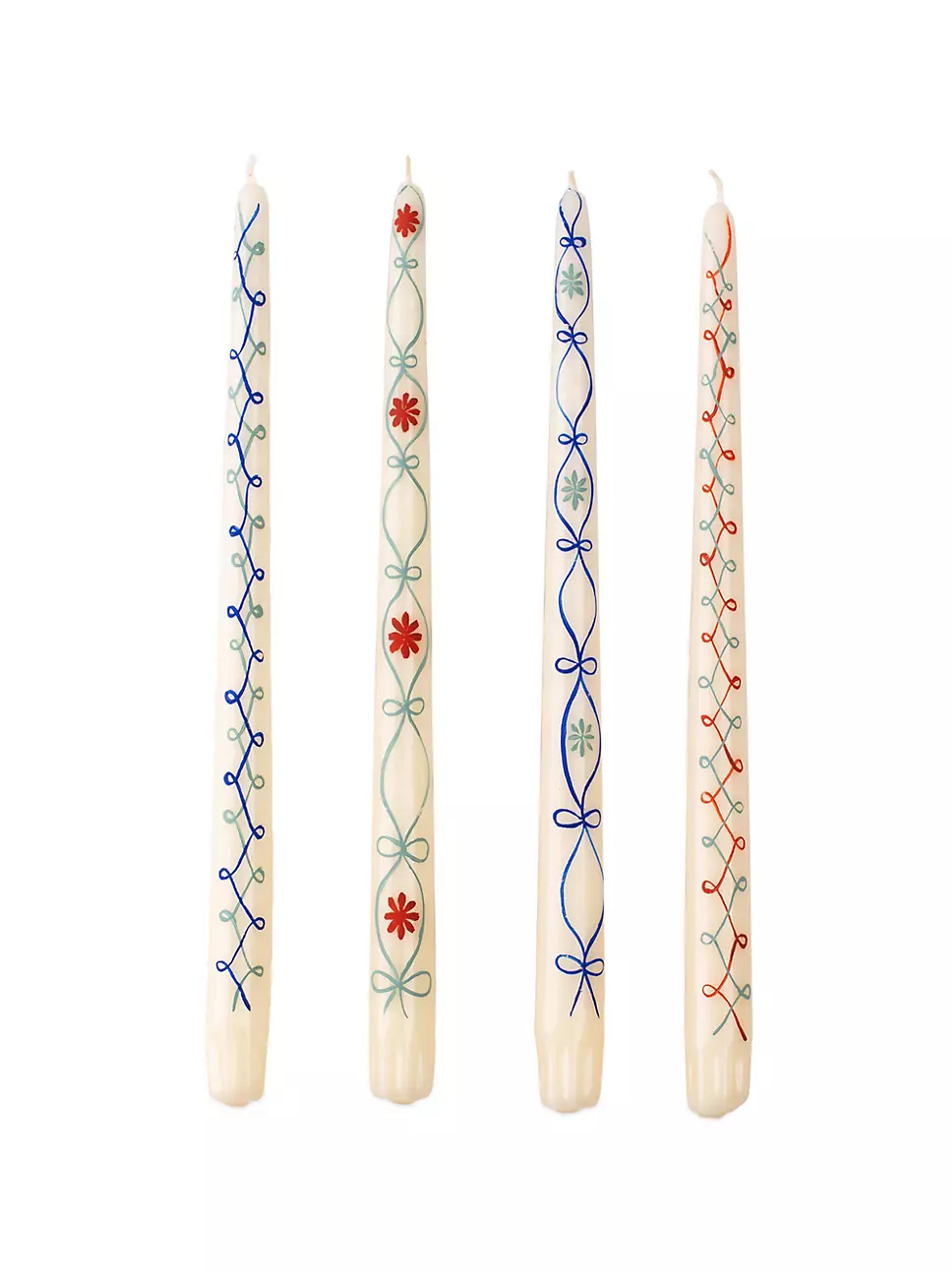 Shop Misette Ribbon 4-Piece Hand-Painted Taper Candle Set | Saks Fifth Avenue