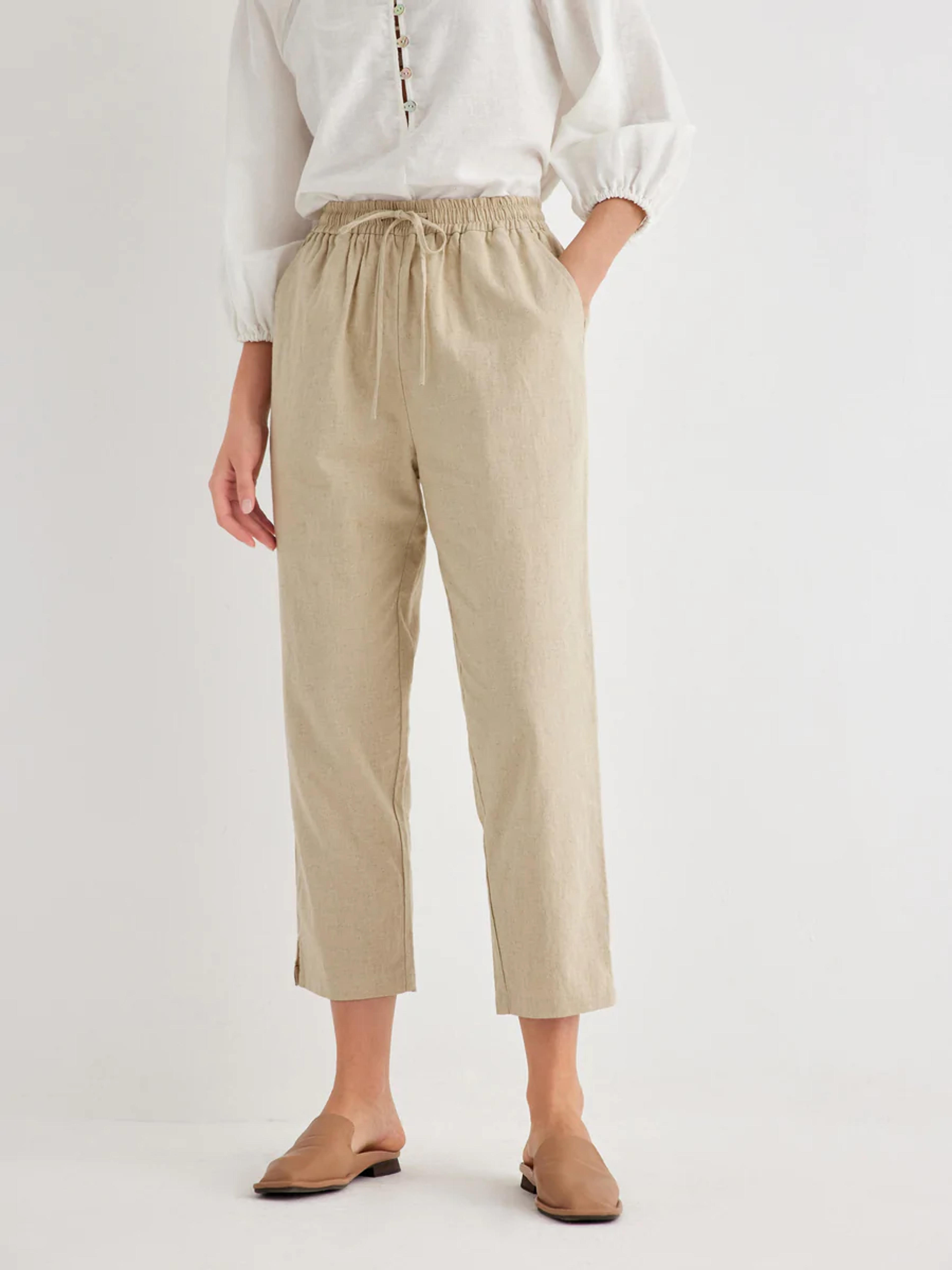 Dani Linen Relaxed Drawstring Capri Pants