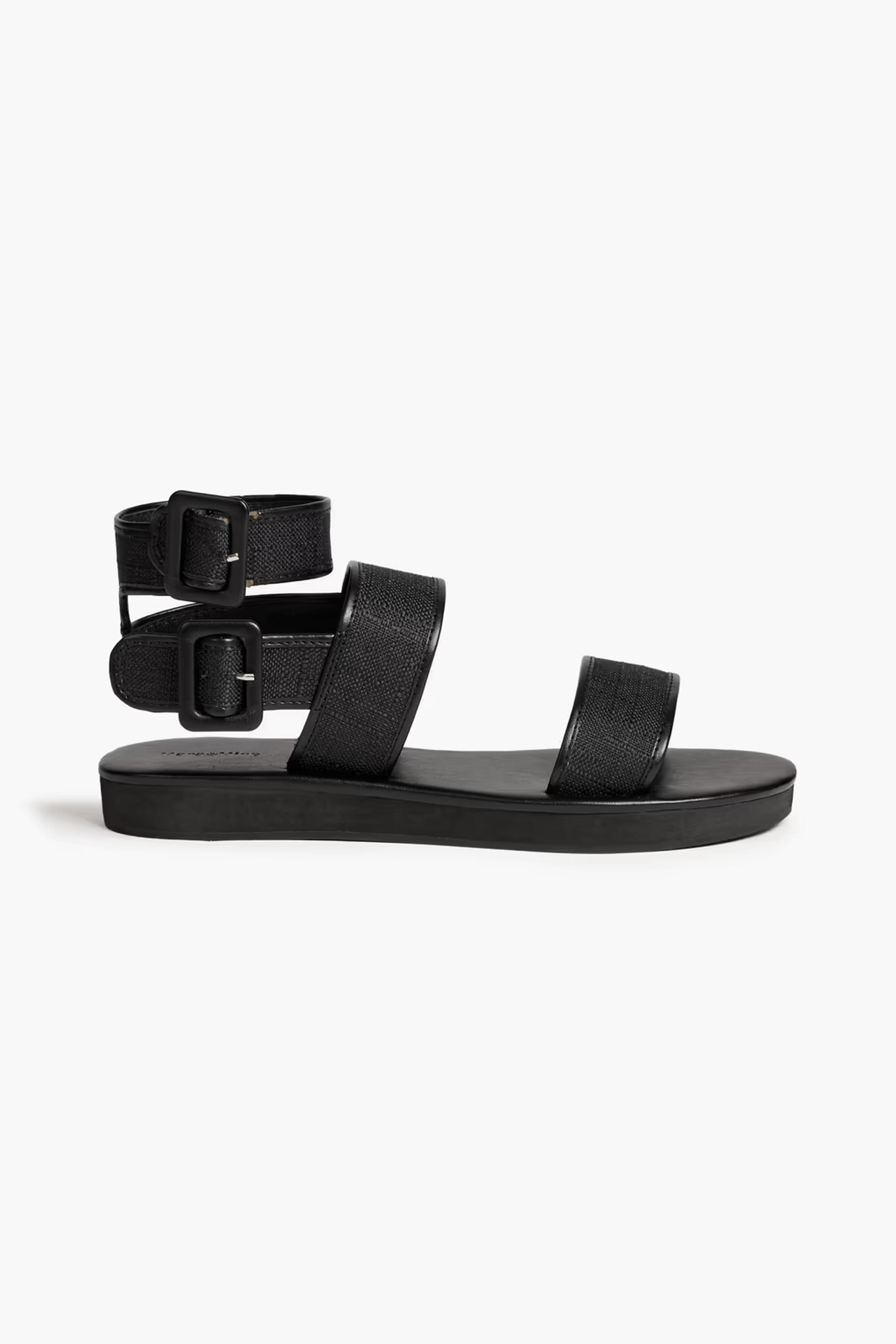 Black Aurora leather-trimmed woven sandals | MARA & MINE | THE OUTNET