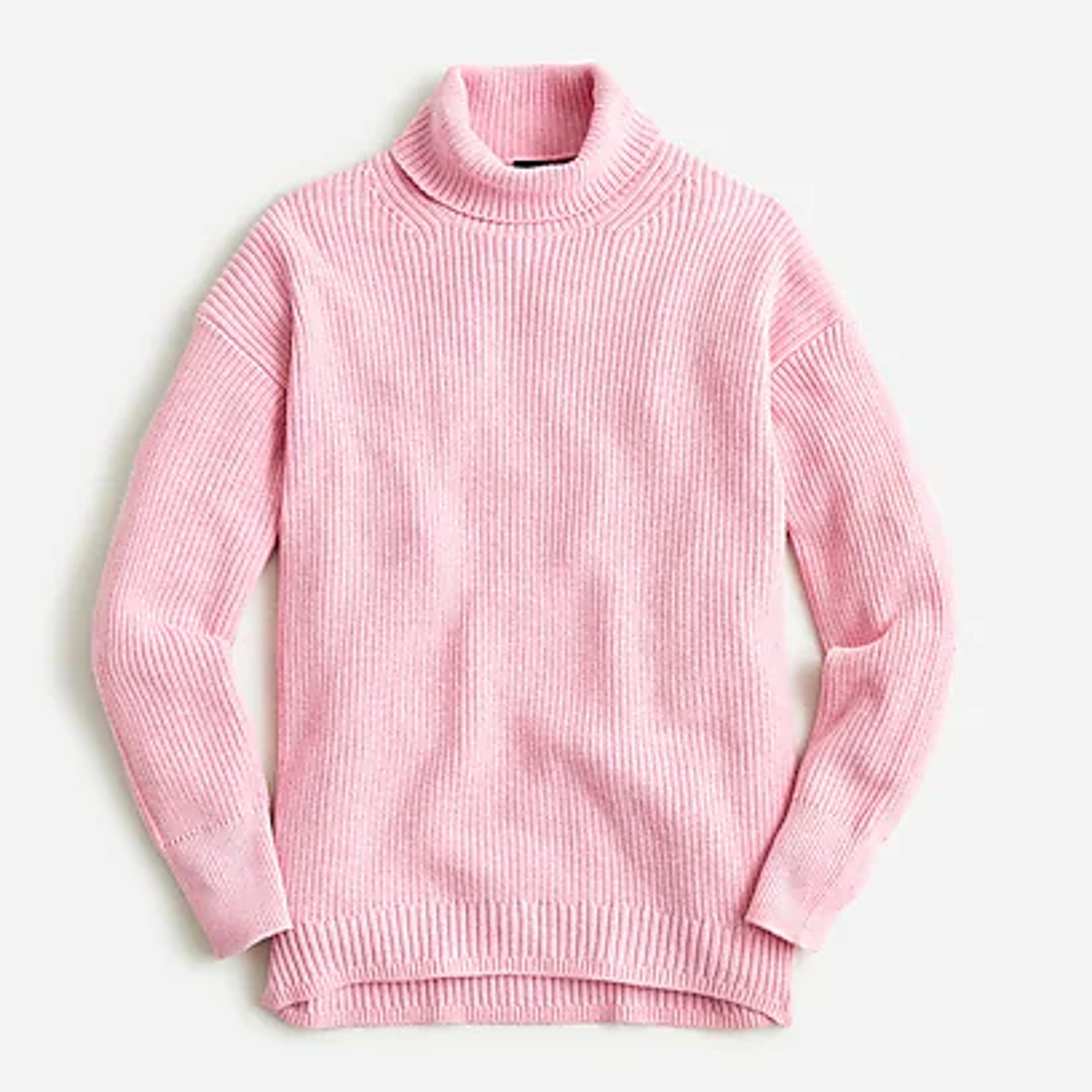 Ribbed cotton-cashmere relaxed turtleneck sweater