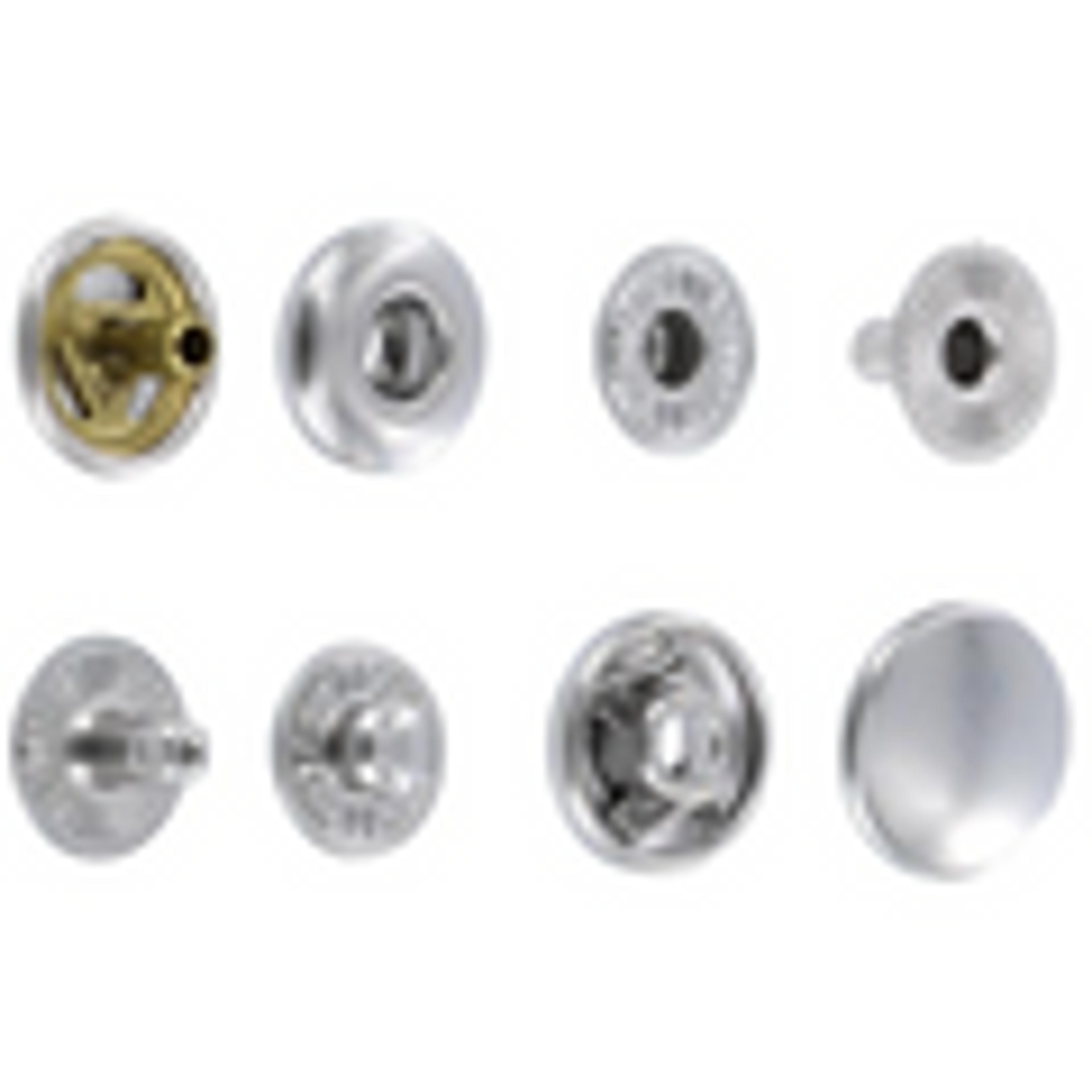 S127B10-LP Snap Button, Cap 12.7mm, Long Post, S-Spring Socket, Nickel Plate, Solid Brass-LL (100 sets per bag)