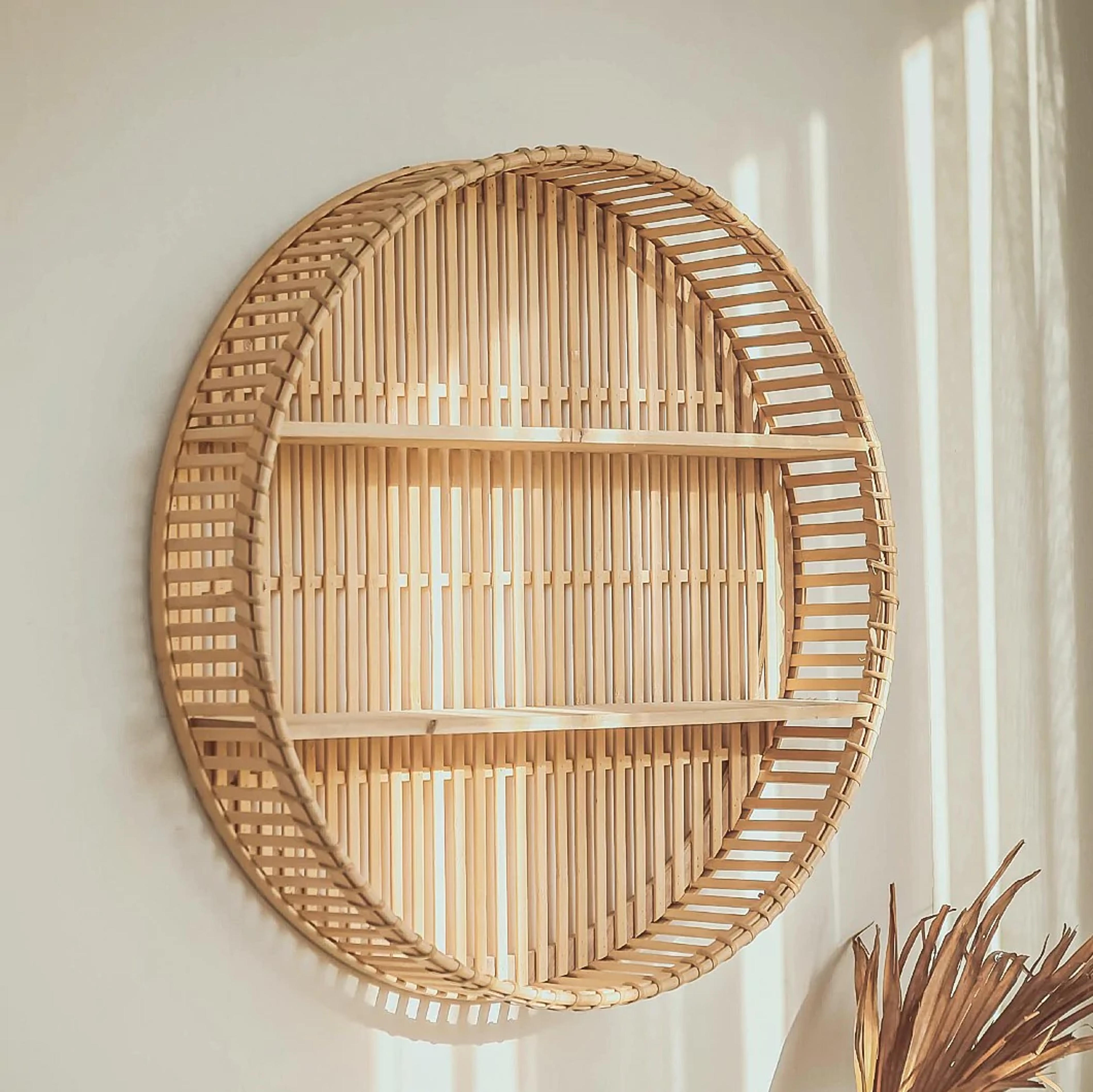 Original Barn丨Boho Bamboo Round Wall Shelf