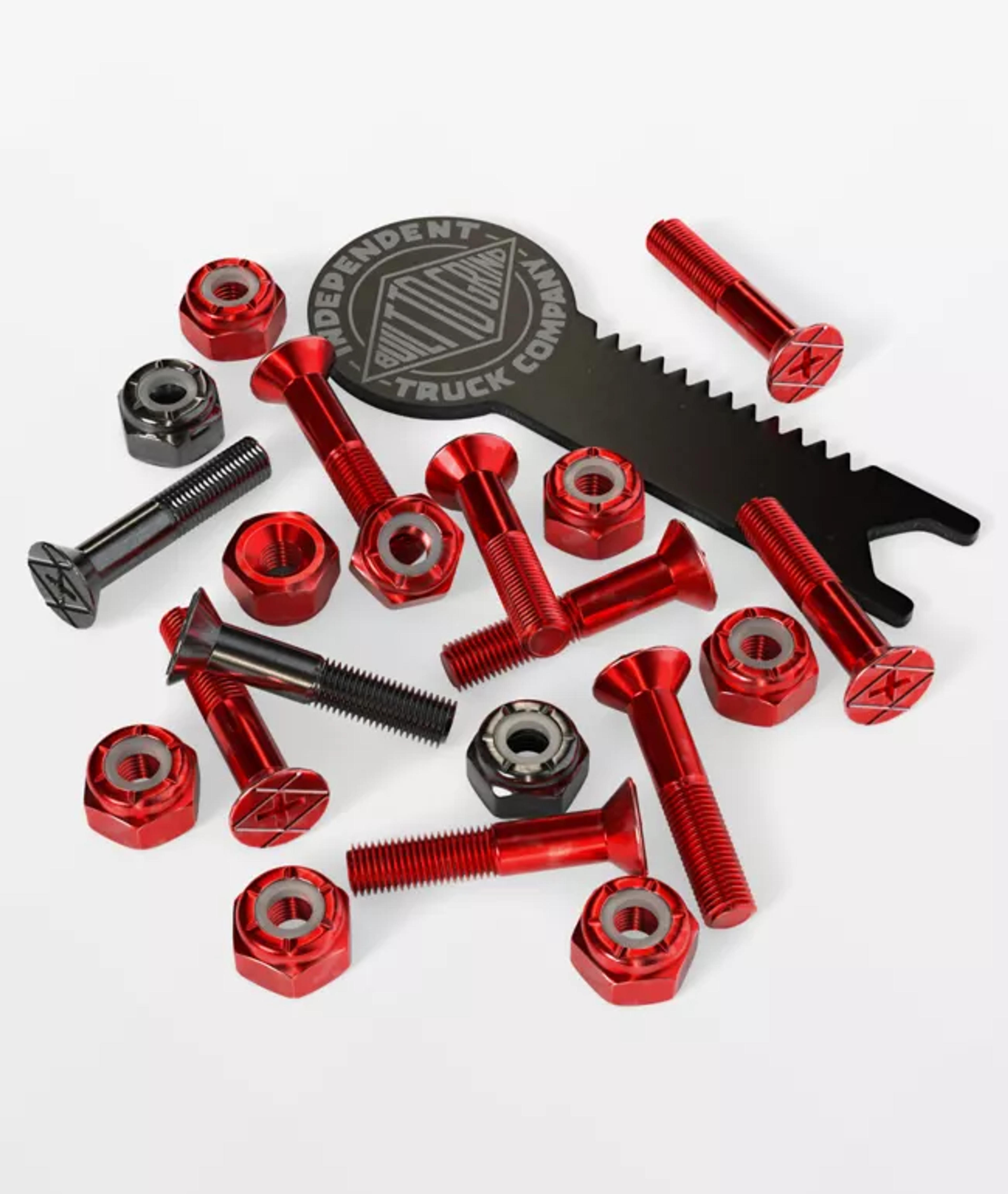 Independent Crossbolts Red & Black 1" Skateboard Hardware