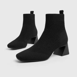Melissa Square-toe Heeled Boots in Black-Sustainable and Stylish | VIVAIA