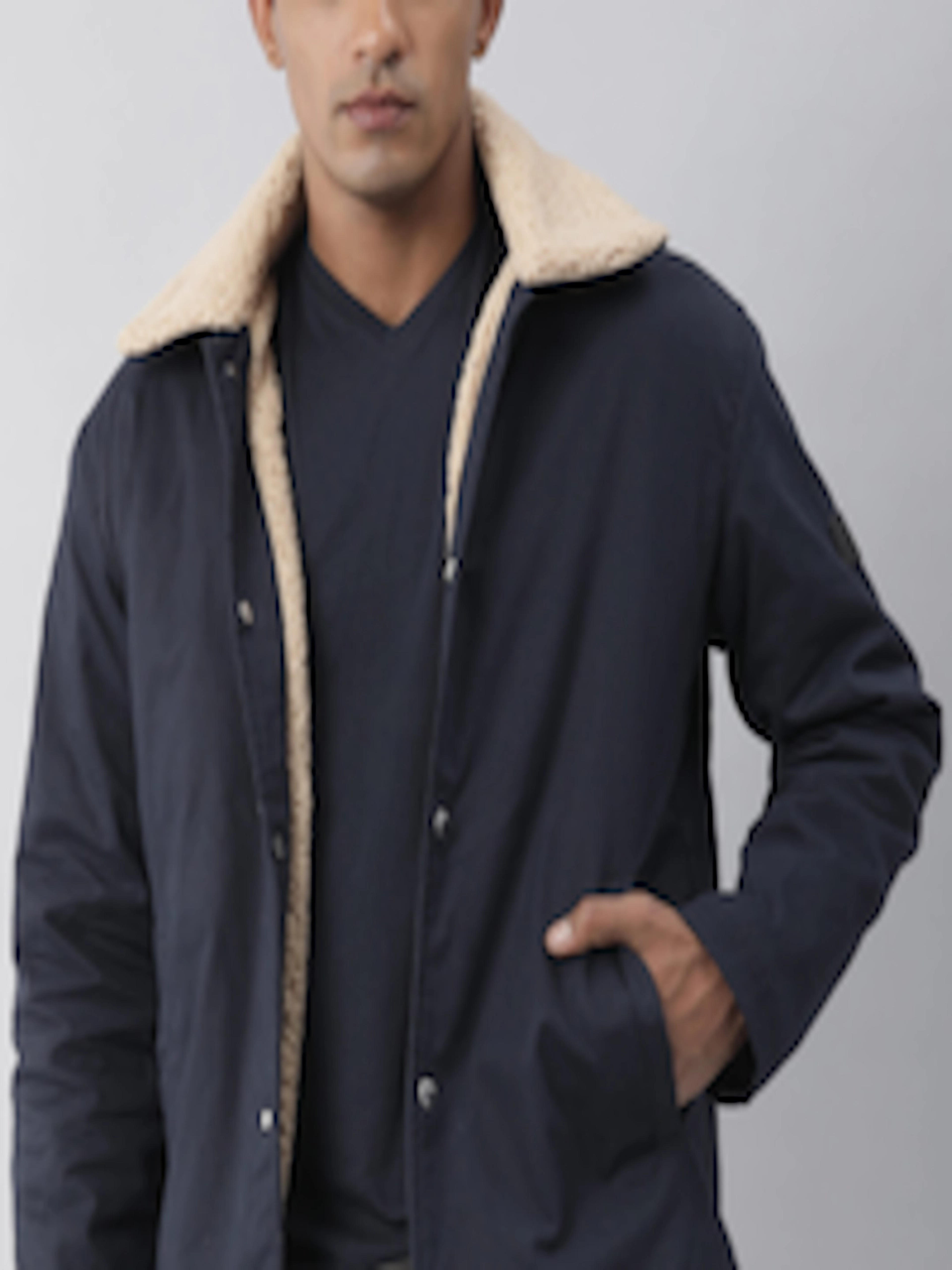 Buy RARE RABBIT Men Navy Blue Cream Coloured Tailored Jacket - Jackets for Men 16825868 | Myntra