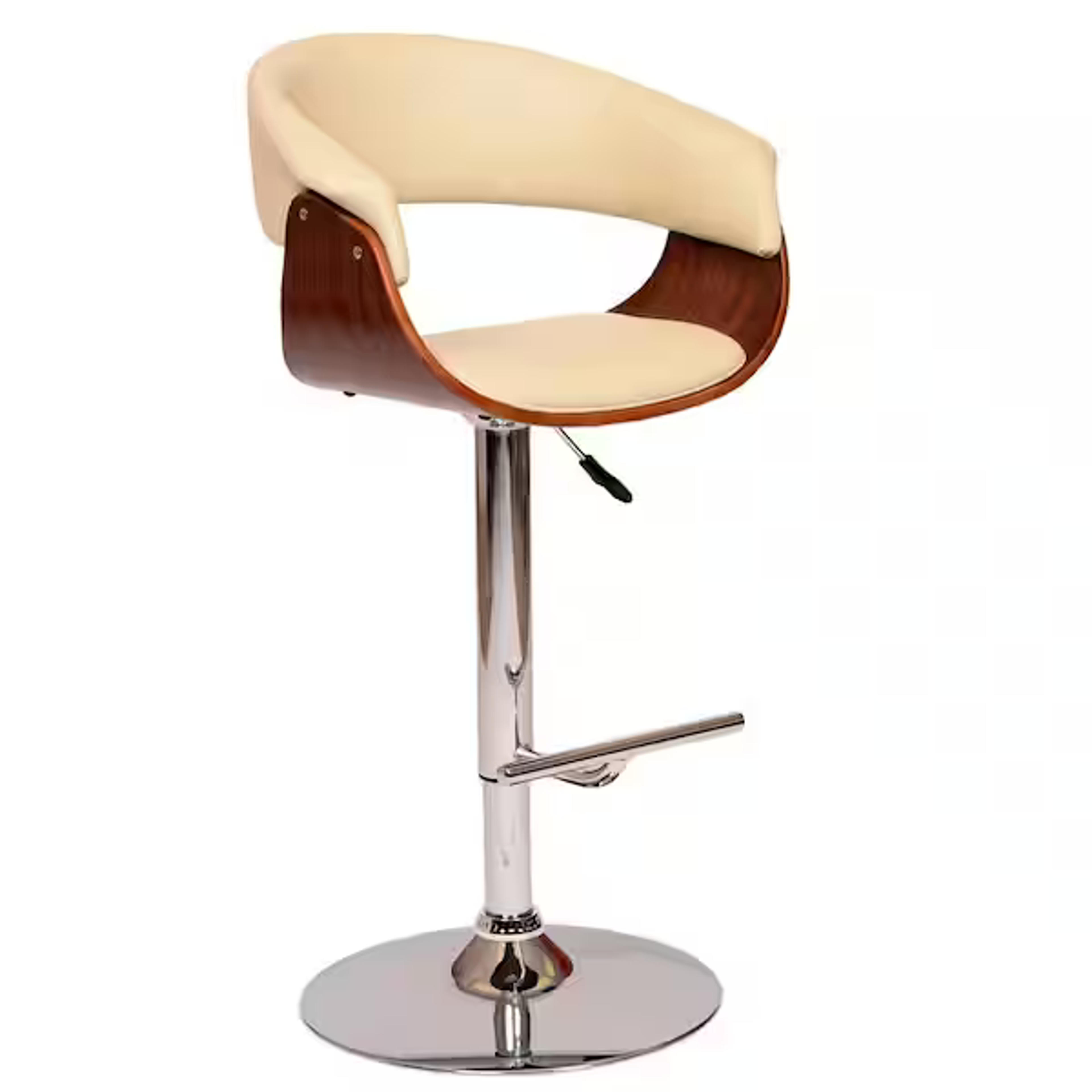Paris 36-44 in. Cream Faux Leather and Chrome Finish Adjustable Swivel Bar Stool
