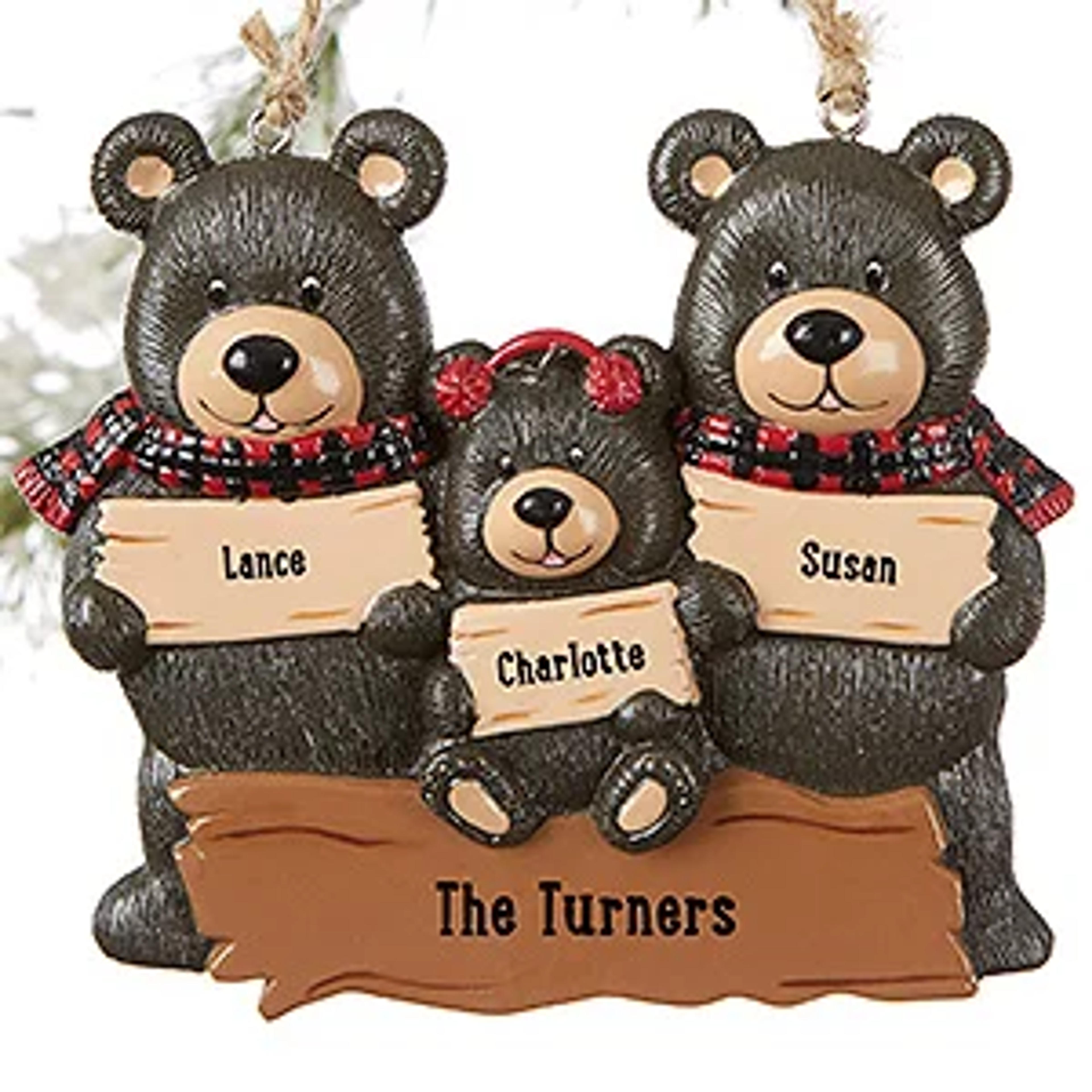 Personalized Ornaments - Holiday Bear Family