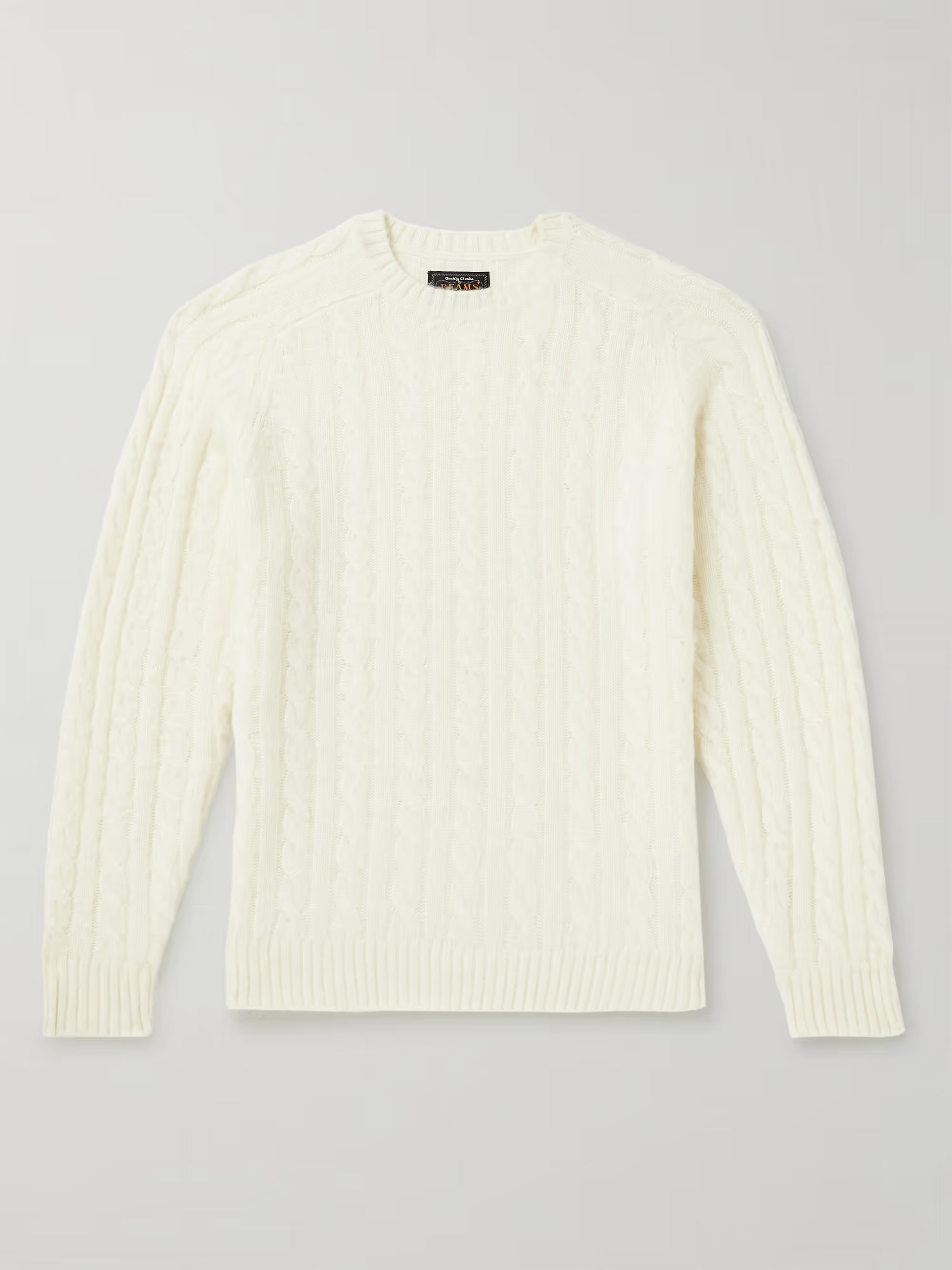 BEAMS PLUS Cable-Knit Wool-Blend Sweater for Men