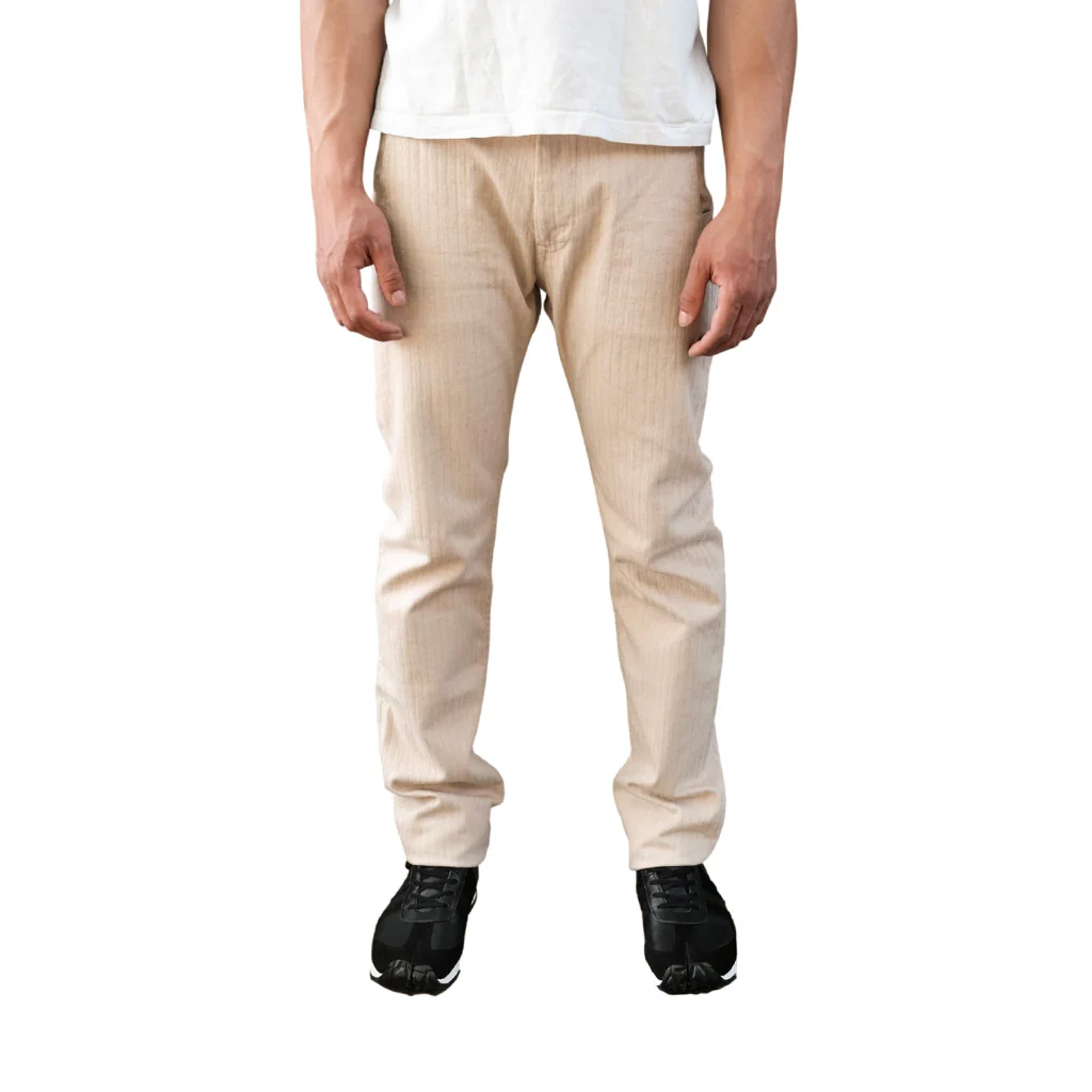 Pure Blue Japan Stretch Herringbone Pants (Beige) - Okayama Denim