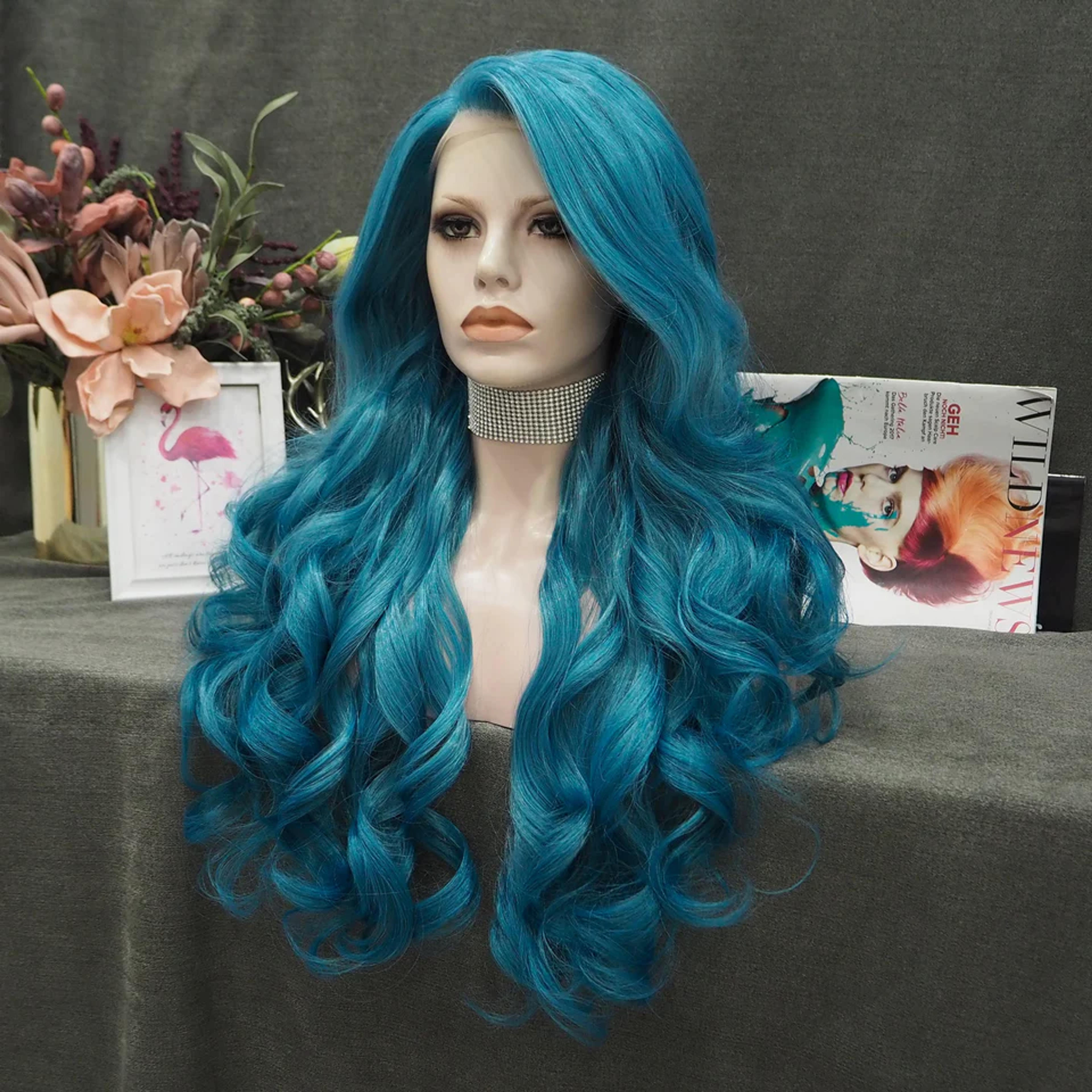 Ocean Blue Synthetic Lace Front Imstyle Wig For Women | Imstyle-wigs