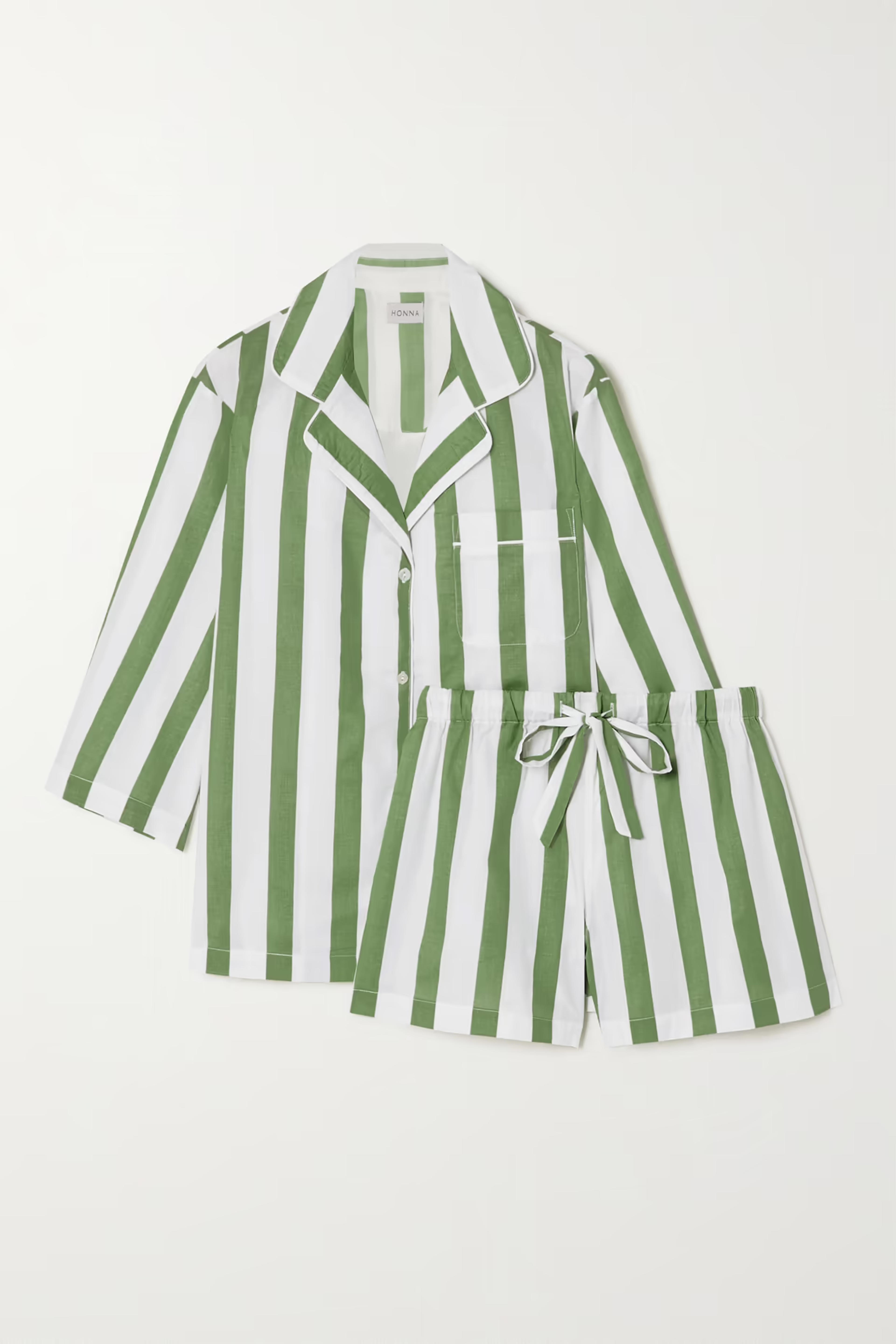 HONNA - + NET SUSTAIN striped organic cotton-voile pajama set