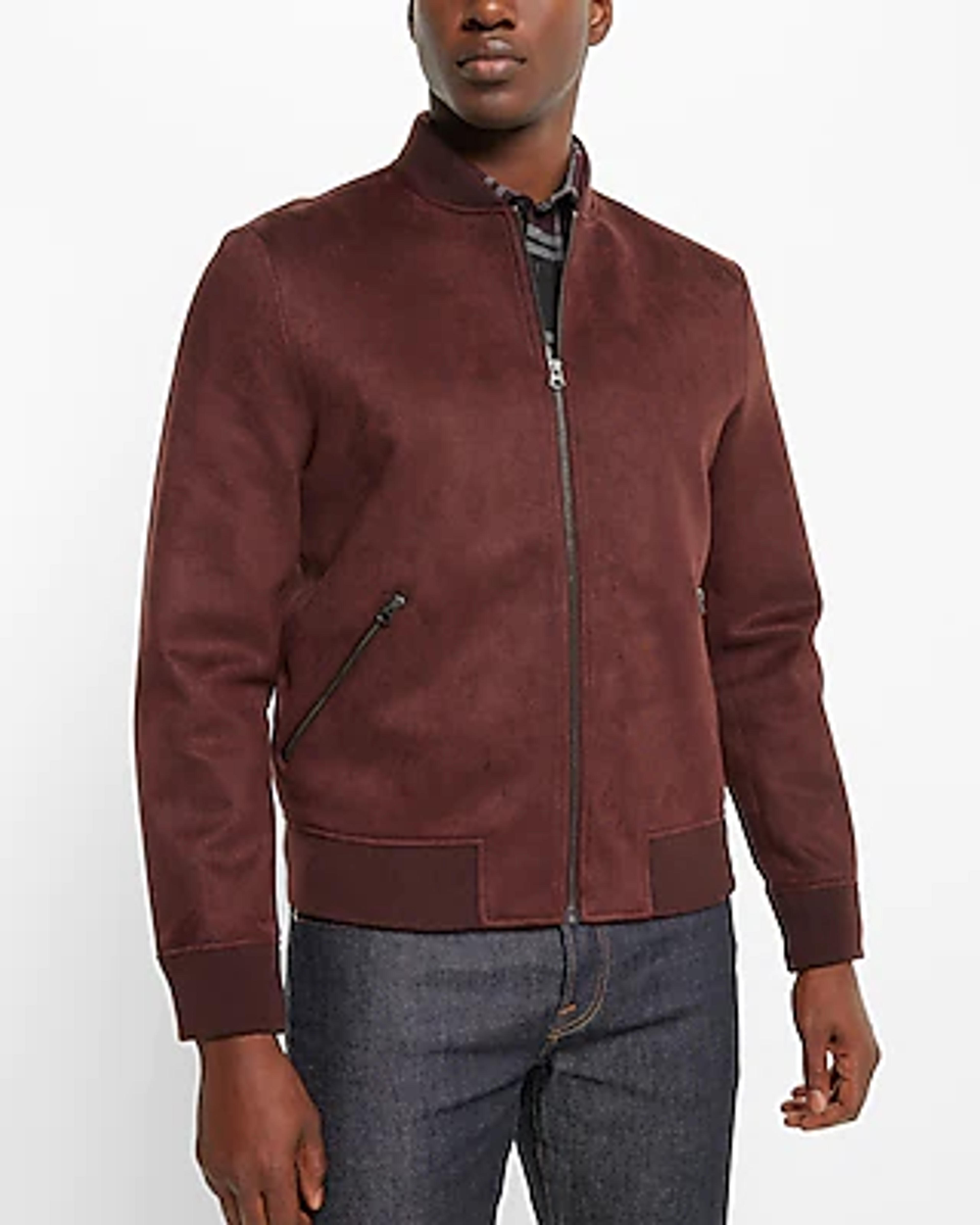 Faux Suede Bomber Jacket | Express