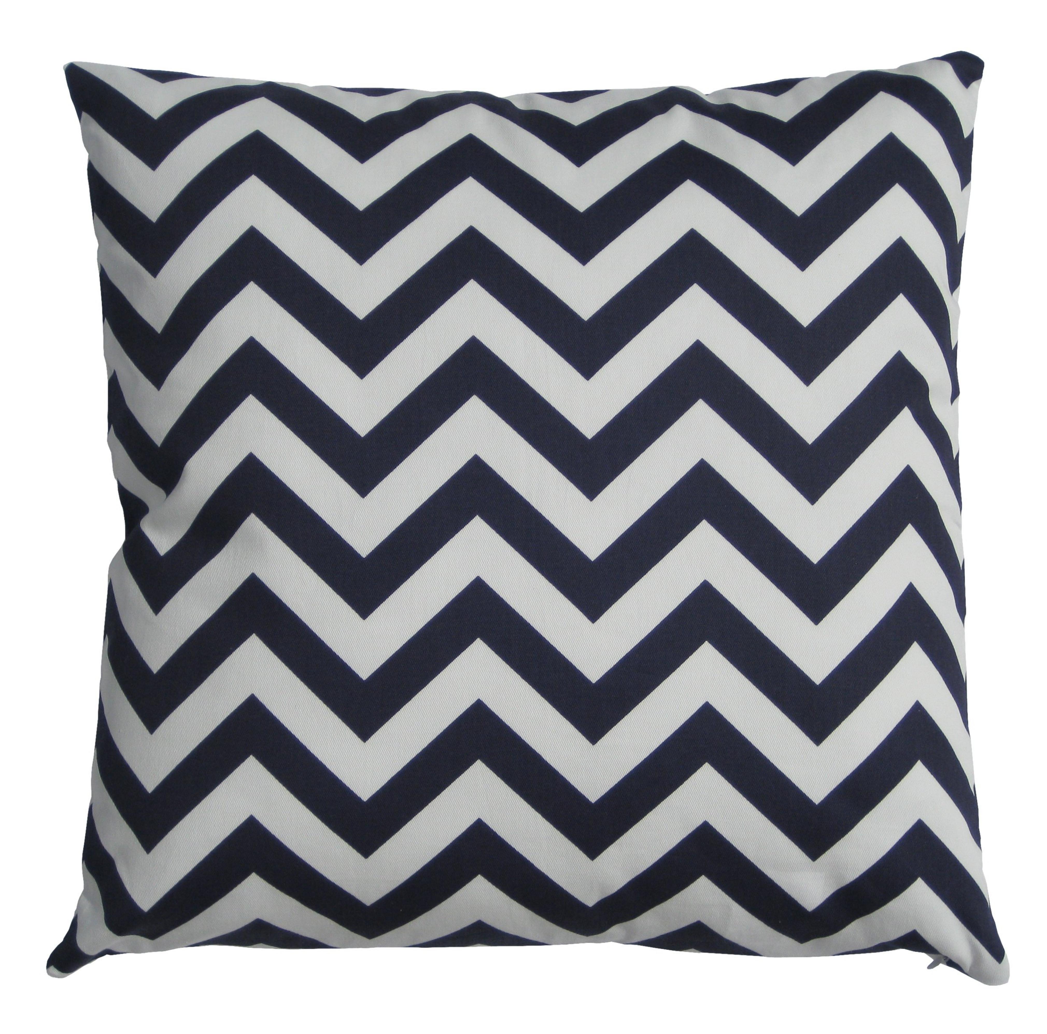 Cotton Canvas Chevron Striped Throw Pillow Cover, Navy Blue