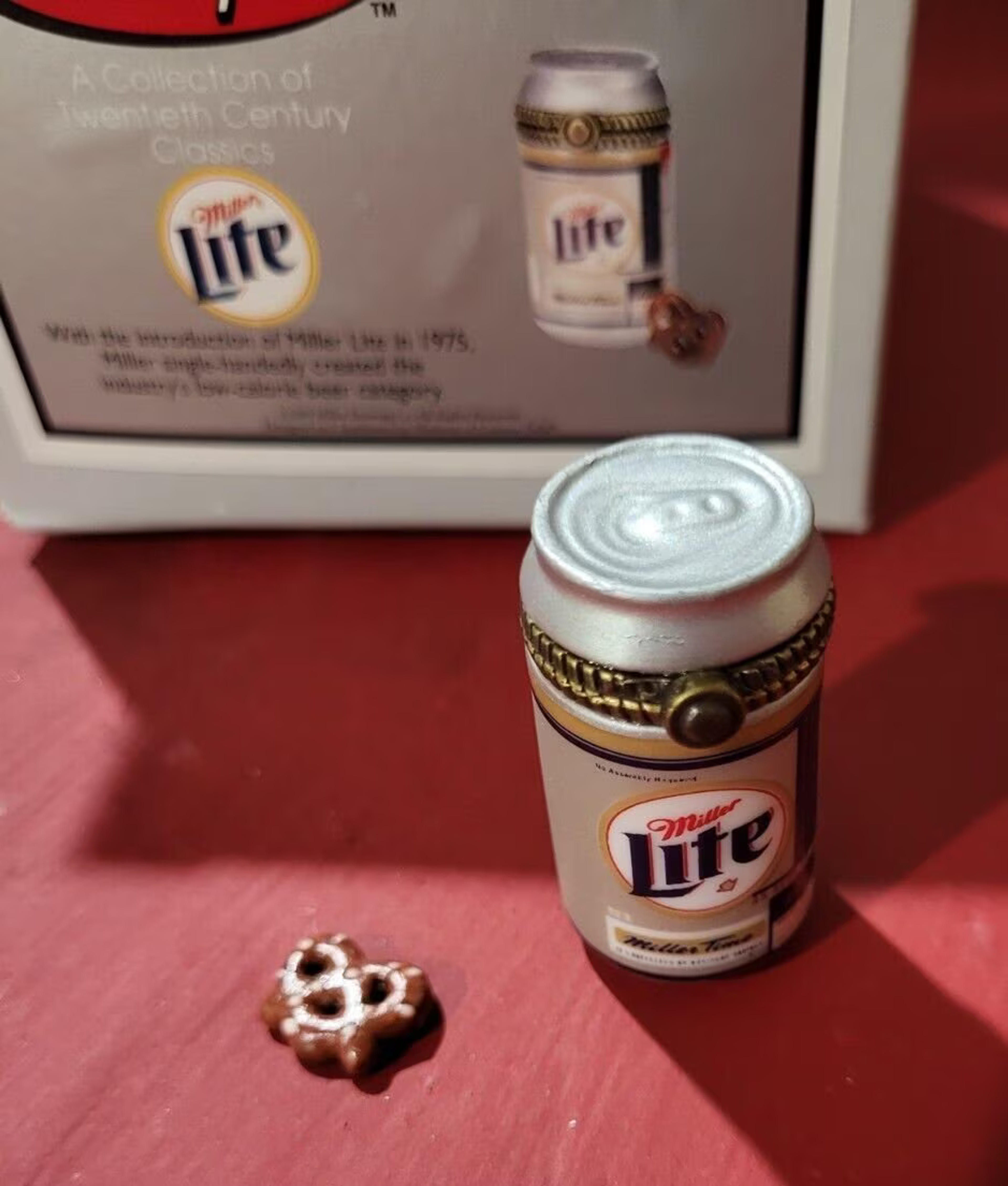 Miller Lite Beer With Pretzel Trinket Box PHB Midwest of Cannon Falls Porcelain Hinged Box - Etsy