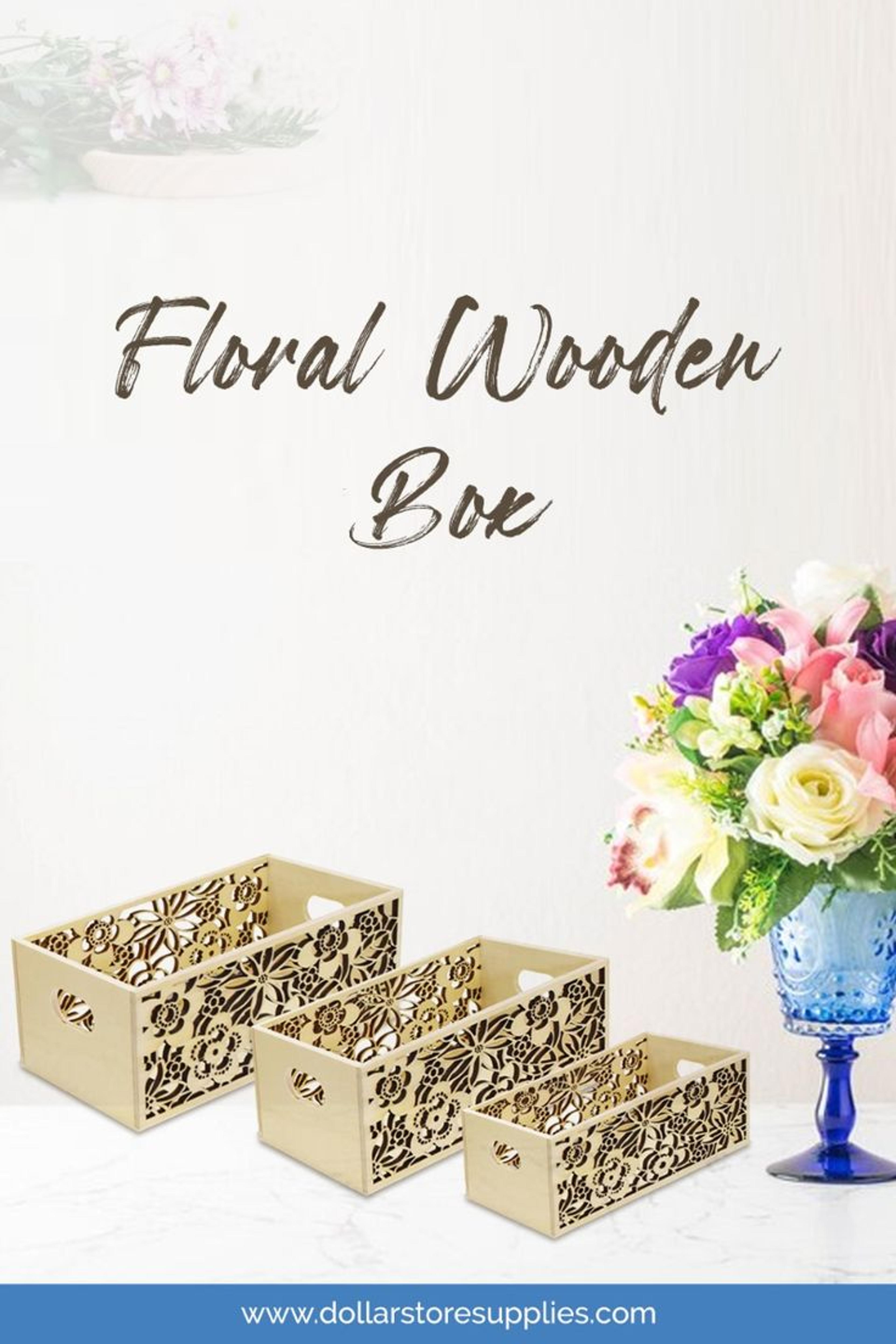 Floral Wood Craft Box Set of 3 | Bulk Wood Cut Crates in 2024 | Craft box, Crafts, Wood crafts