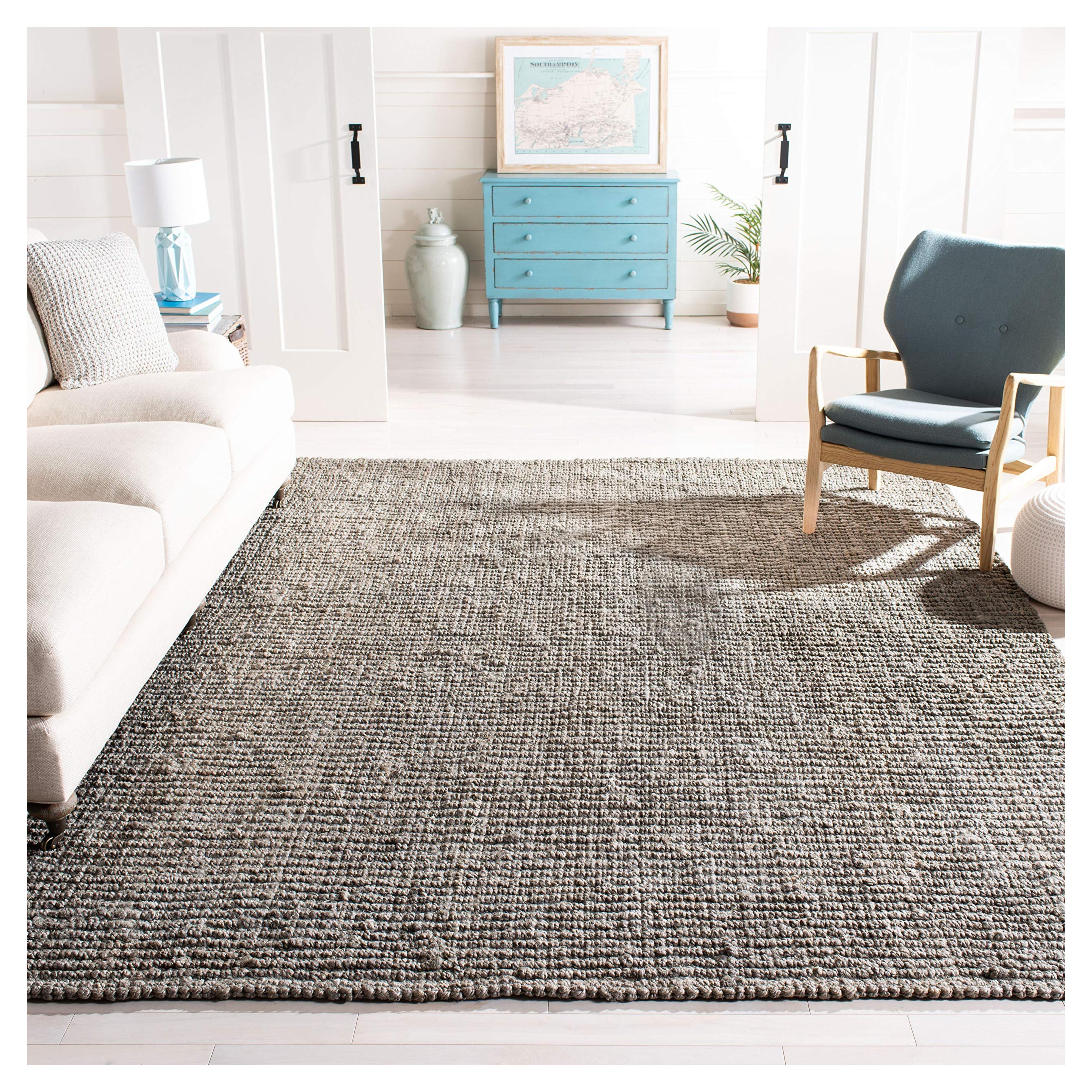 Safavieh Natural Fiber Collection NF447G Hand Woven Light Grey Jute Area Rug, 5 feet by 8 feet (5' x 8')