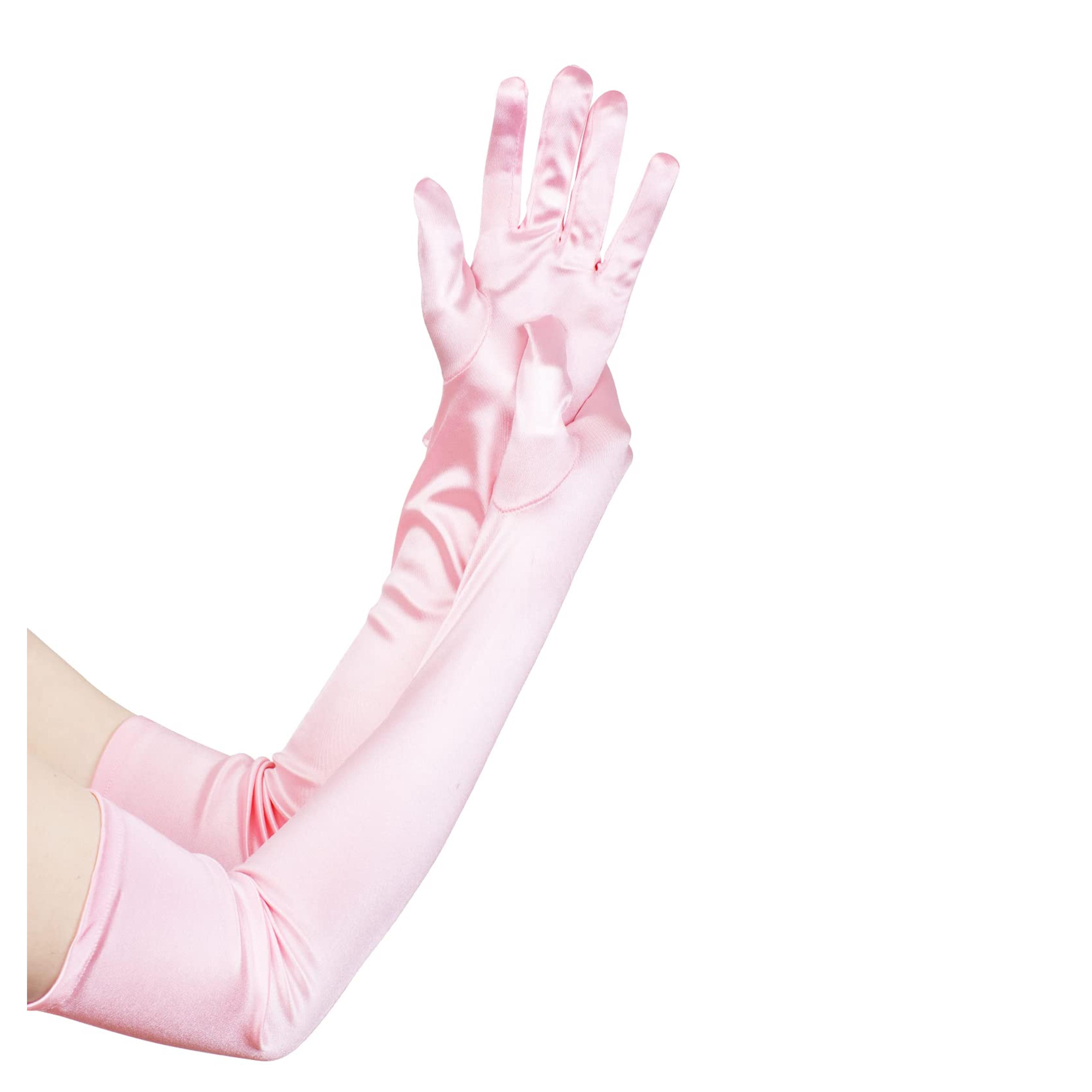 Amazon.com: JISEN Women 20s Satin gloves Formal Bridal Banquet Party Wedding Opera Colorful Mitten 22 Inch Pink : Everything Else