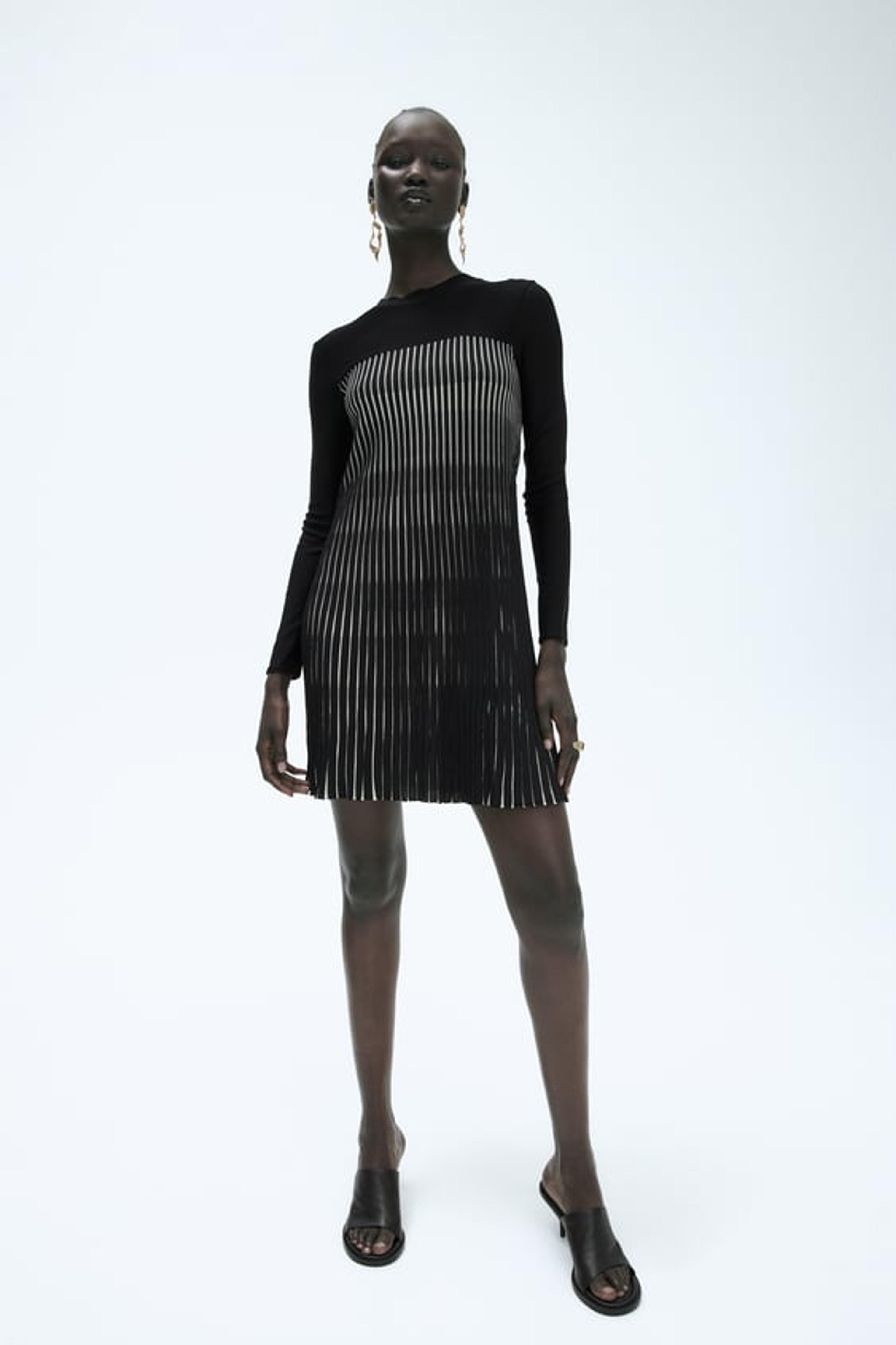 PLEATED KNIT MINI DRESS