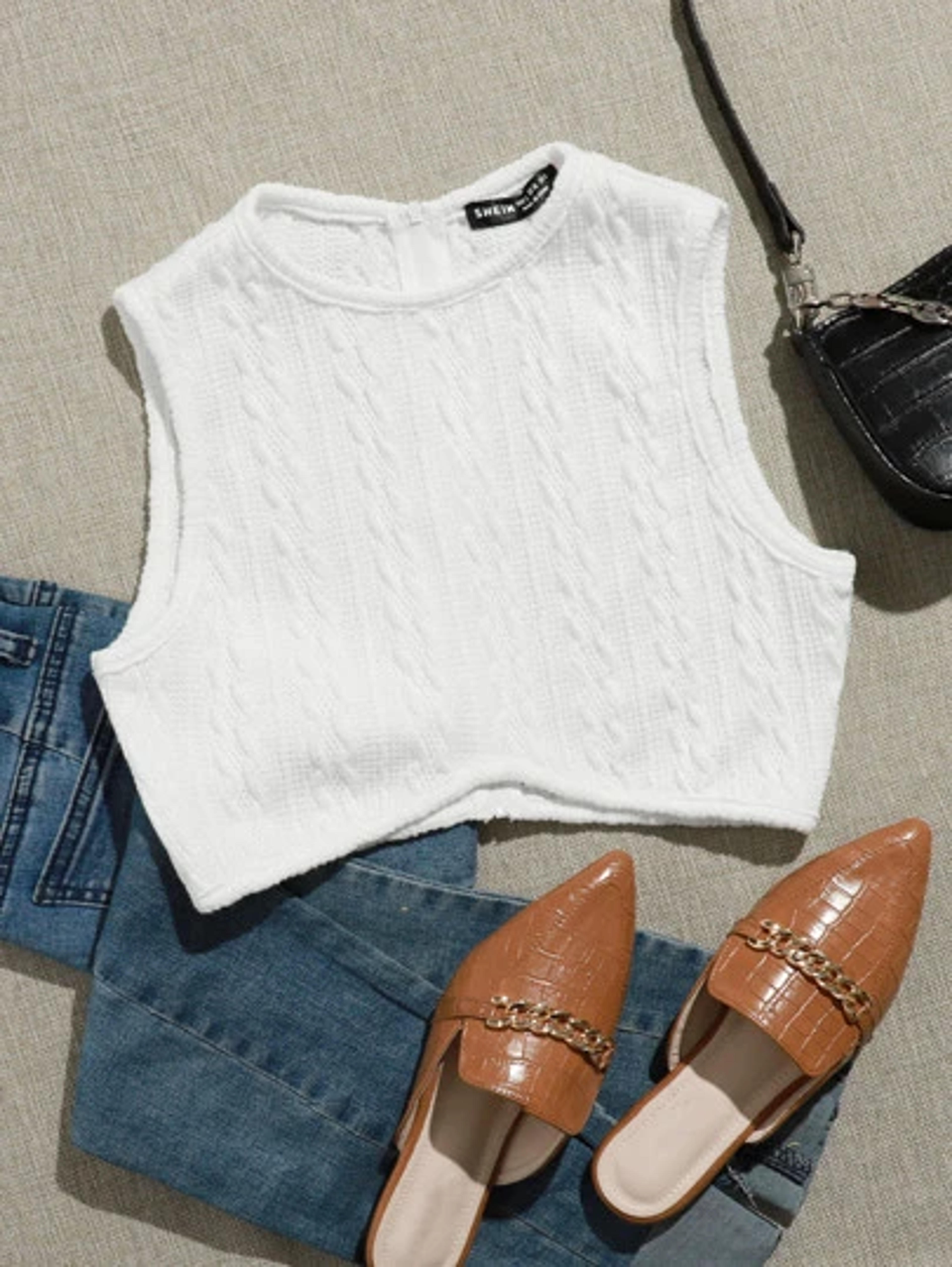 Textured Knit Crop Tank Top