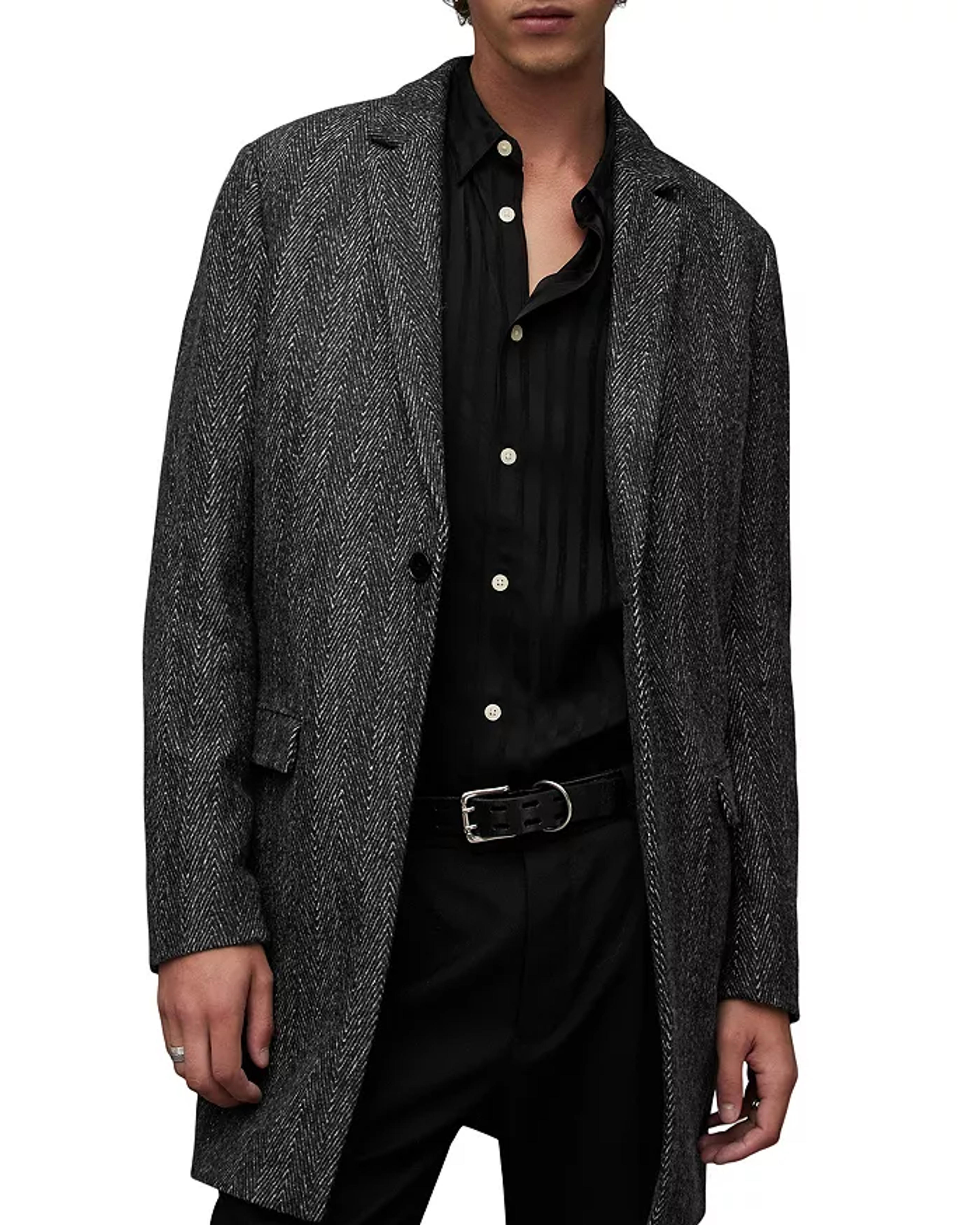 ALLSAINTS Manor Slim Fit Herringbone Overcoat | Bloomingdale's