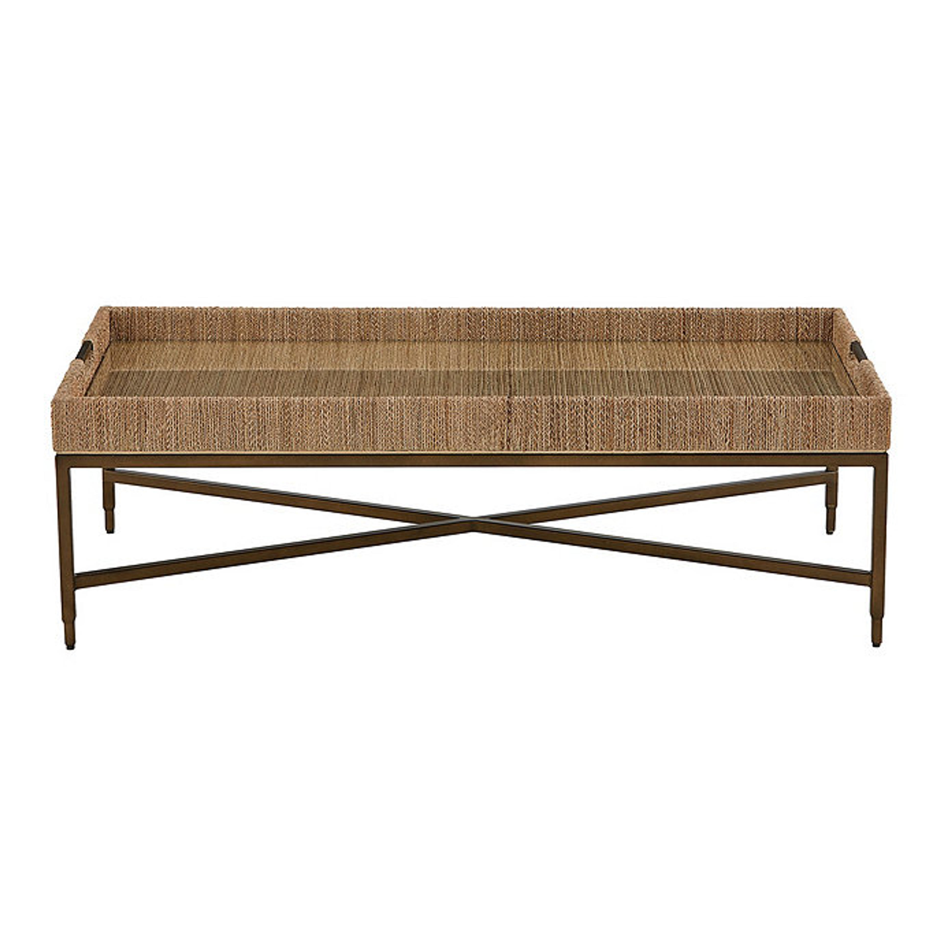 Alaya Woven Top & Brass Rectangle Coffee Table